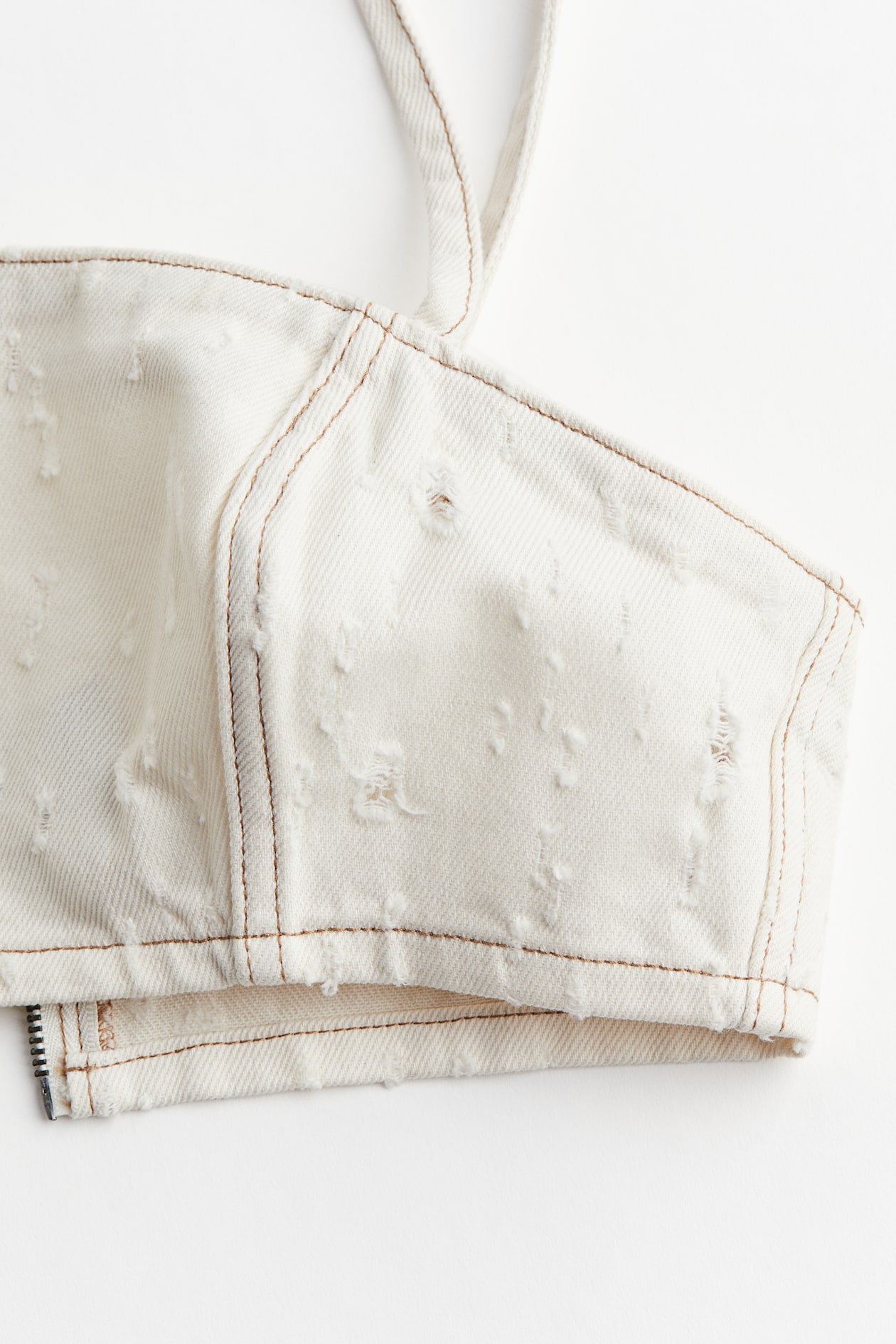 Distressed-look Twill Crop Top - image 2