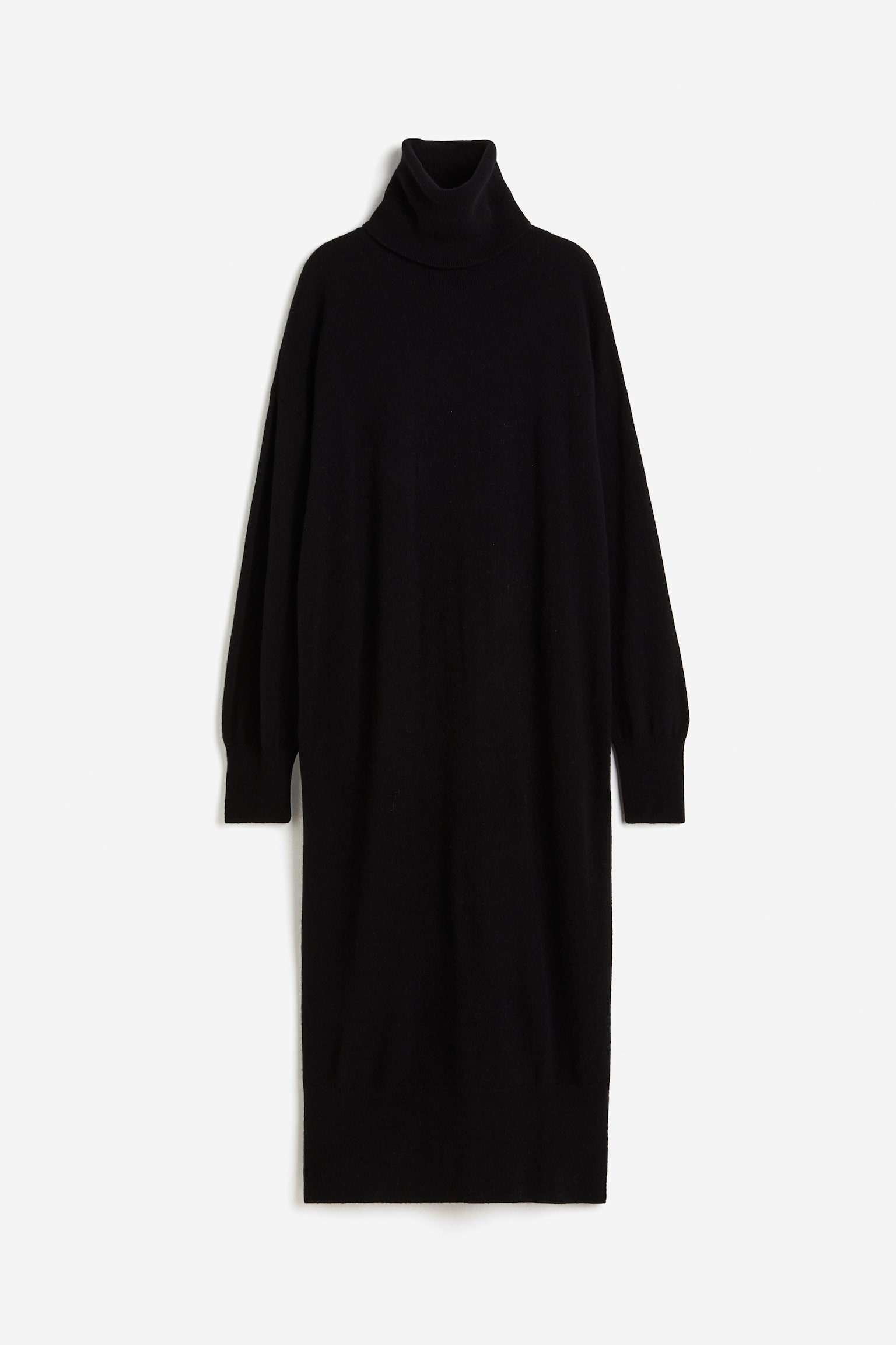 Cashmere polo-neck dress - Black - 1