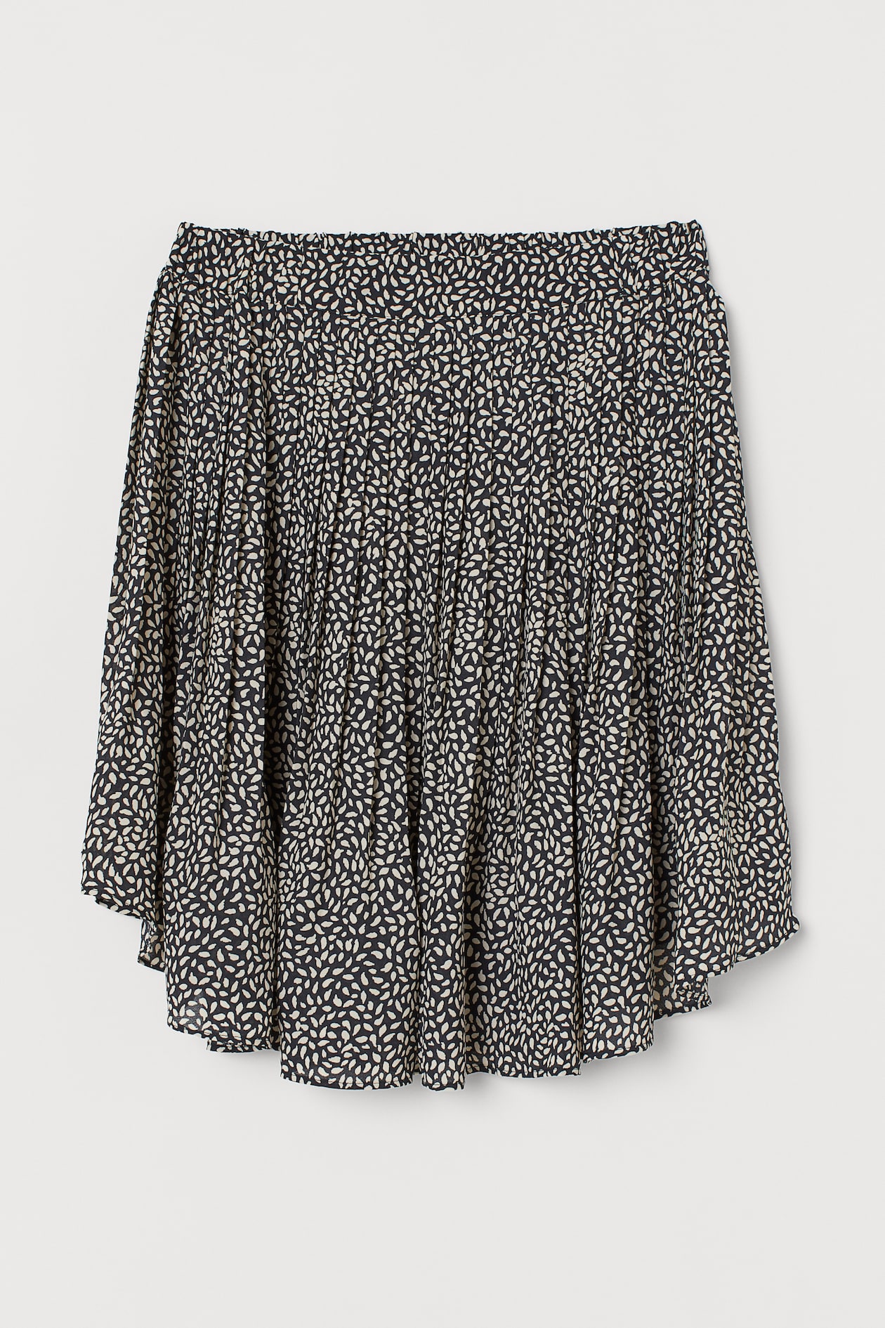 Pleated skirt - High waist - Short - Black/White patterned - Ladies | H ...