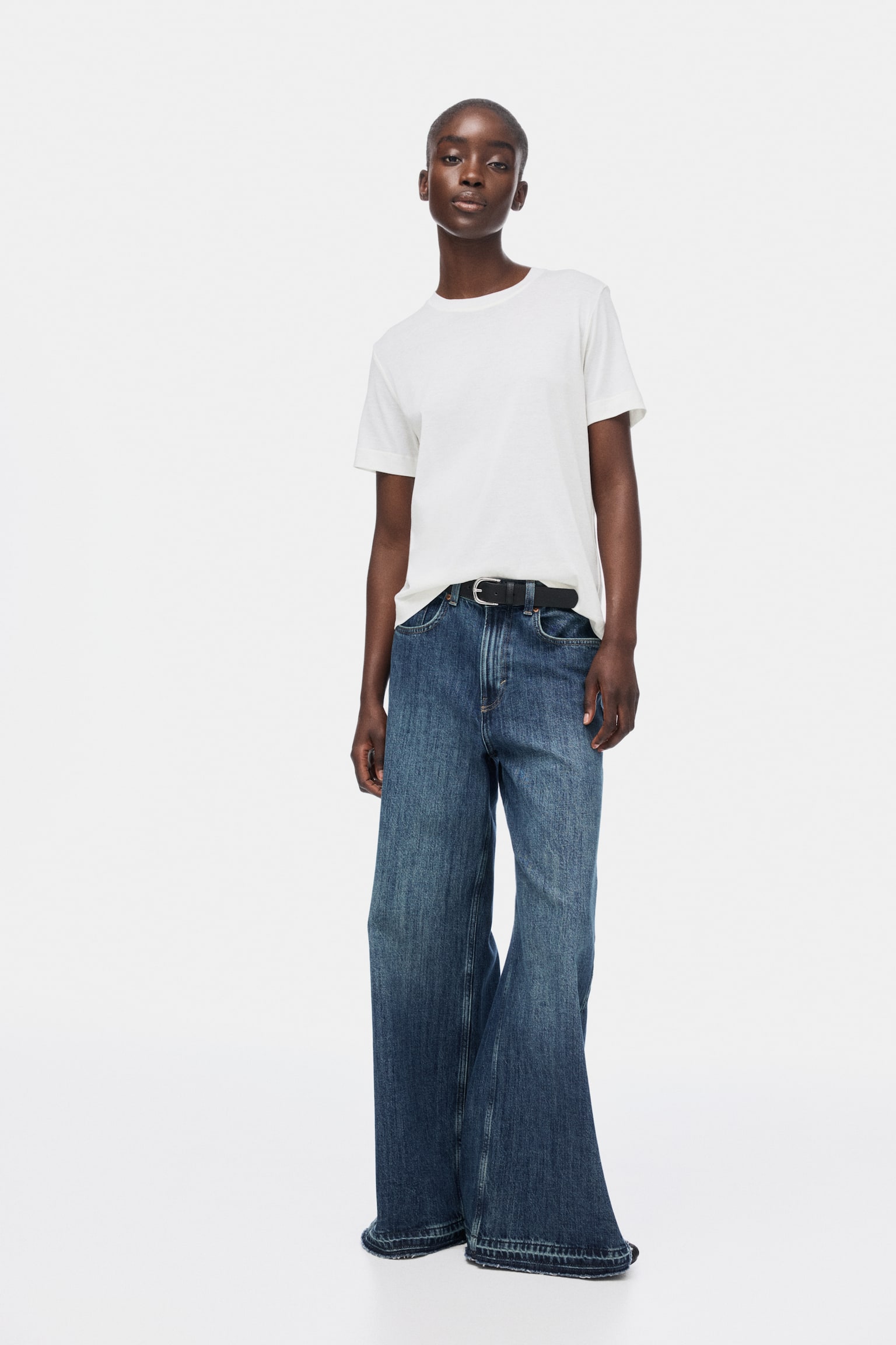 T-shirt en soie mélangée - Blanc/Noir - 3