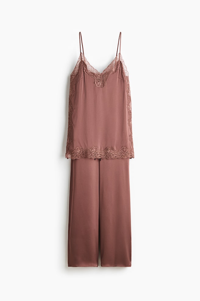 Satin pyjamas - Dark dusty pink - 1
