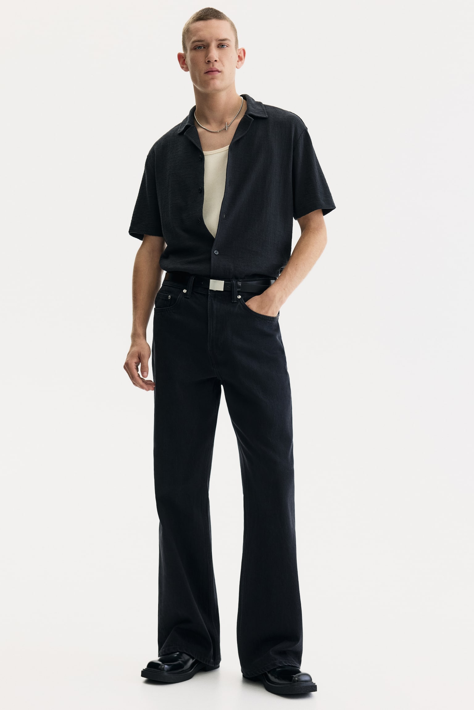 Camisa resort Regular Fit de punto - Negro/Verde caqui oscuro/Blanco/Beige oscuro/Verde caqui - 4