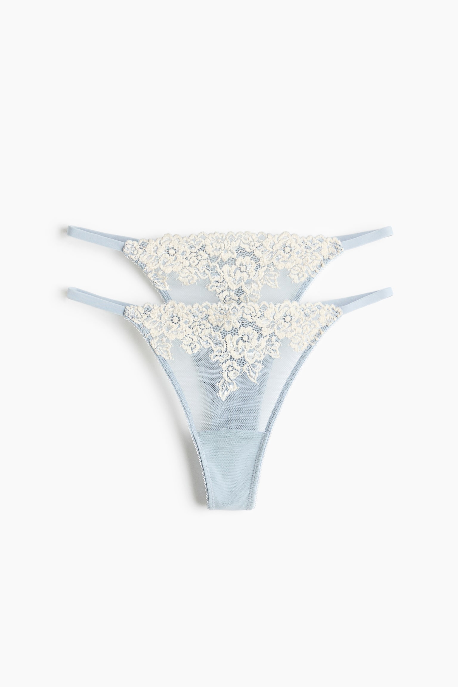 2-Pack Lace Thong Briefs - Light blue/cream/Light beige/white/Black/cream/Light pink