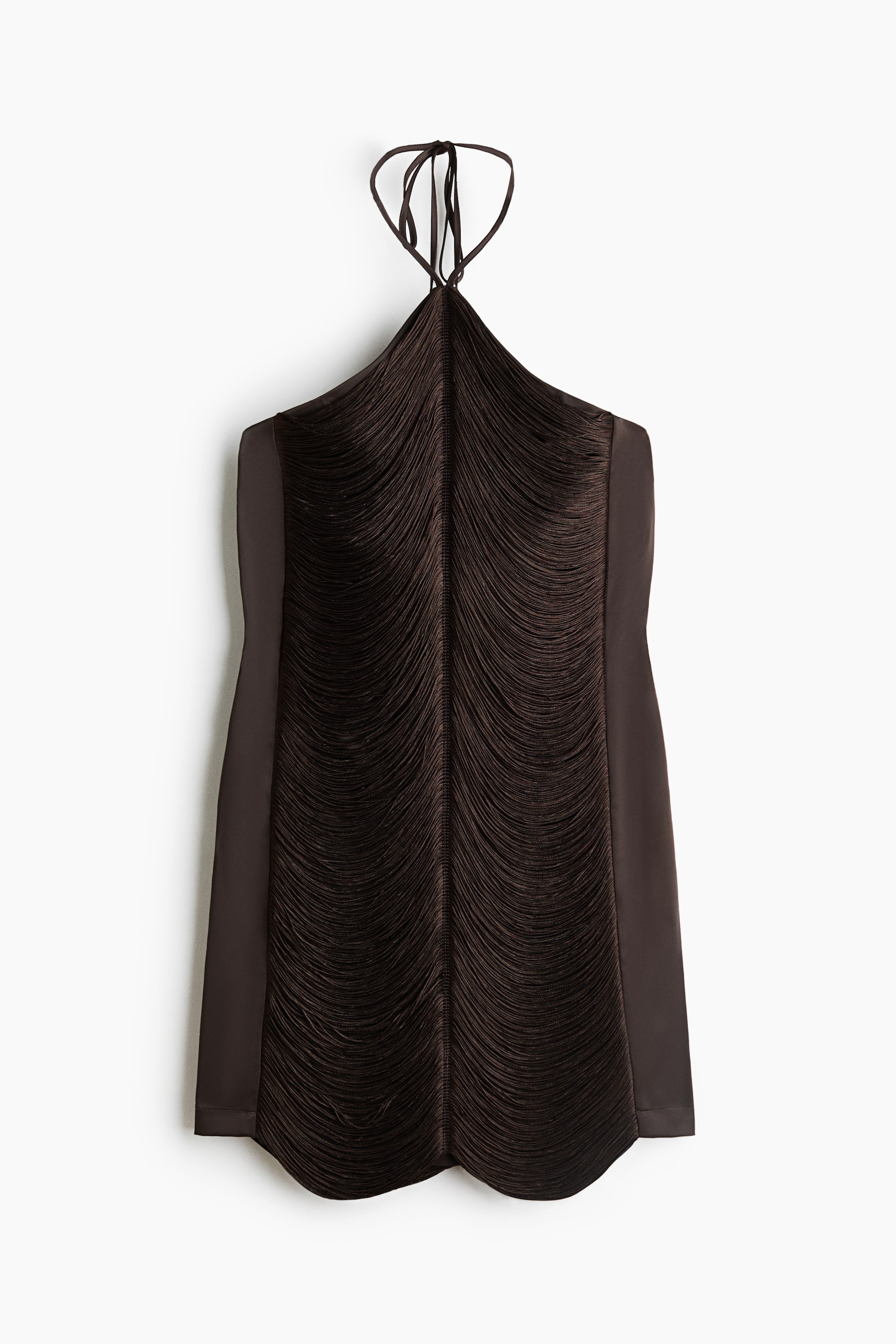 View larger image: Fringed halterneck dress - Dark brown - Ladies | H&M 1