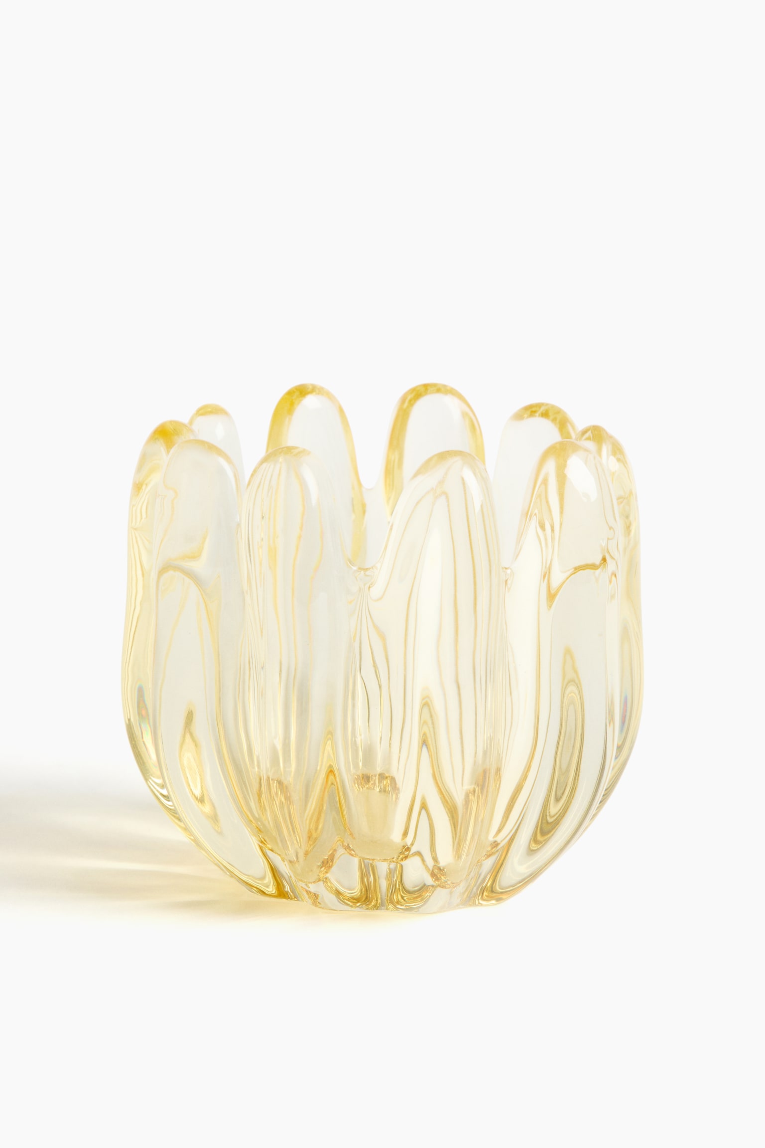 Glass Tea Light Holder - Yellow/Green/Transparent