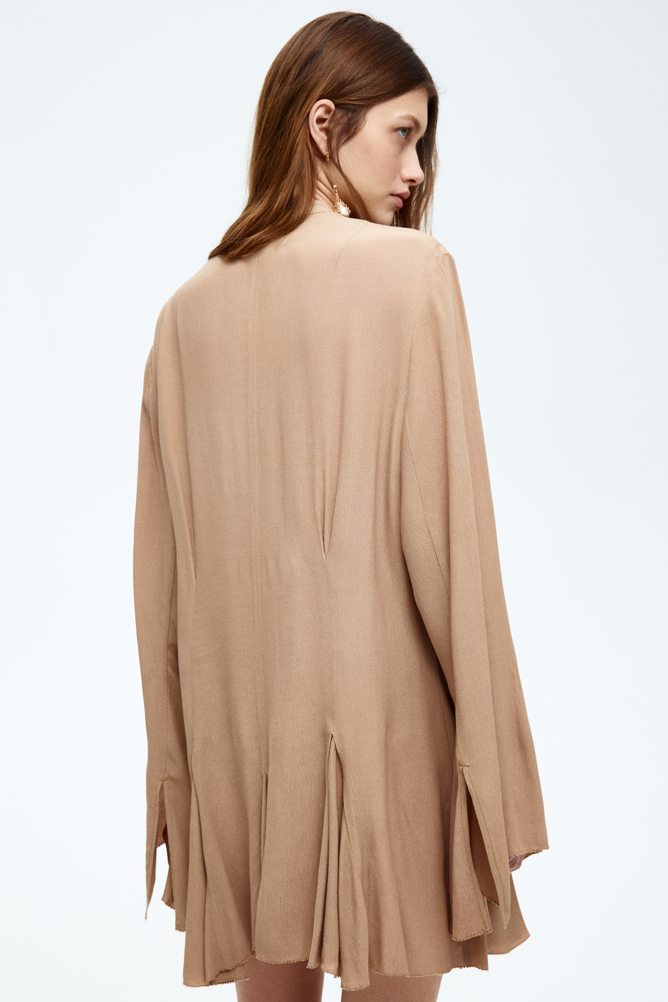 Flared-skirt lacing-detail dress