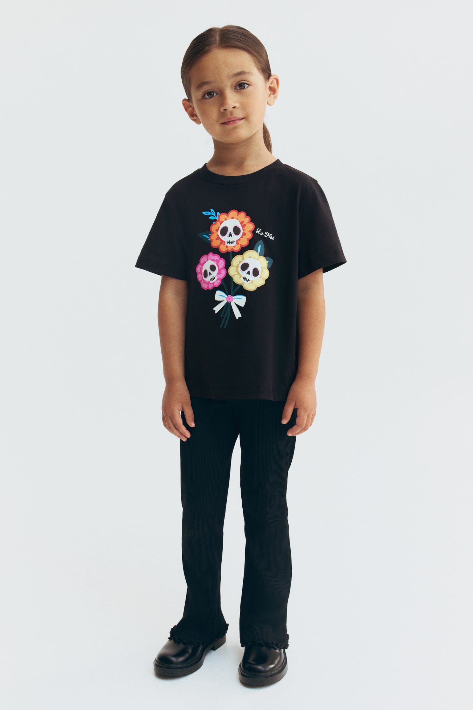 Детская футболка H&M Cotton T-Shirt with Printed Motif, цвет: Чёрный — фото 4