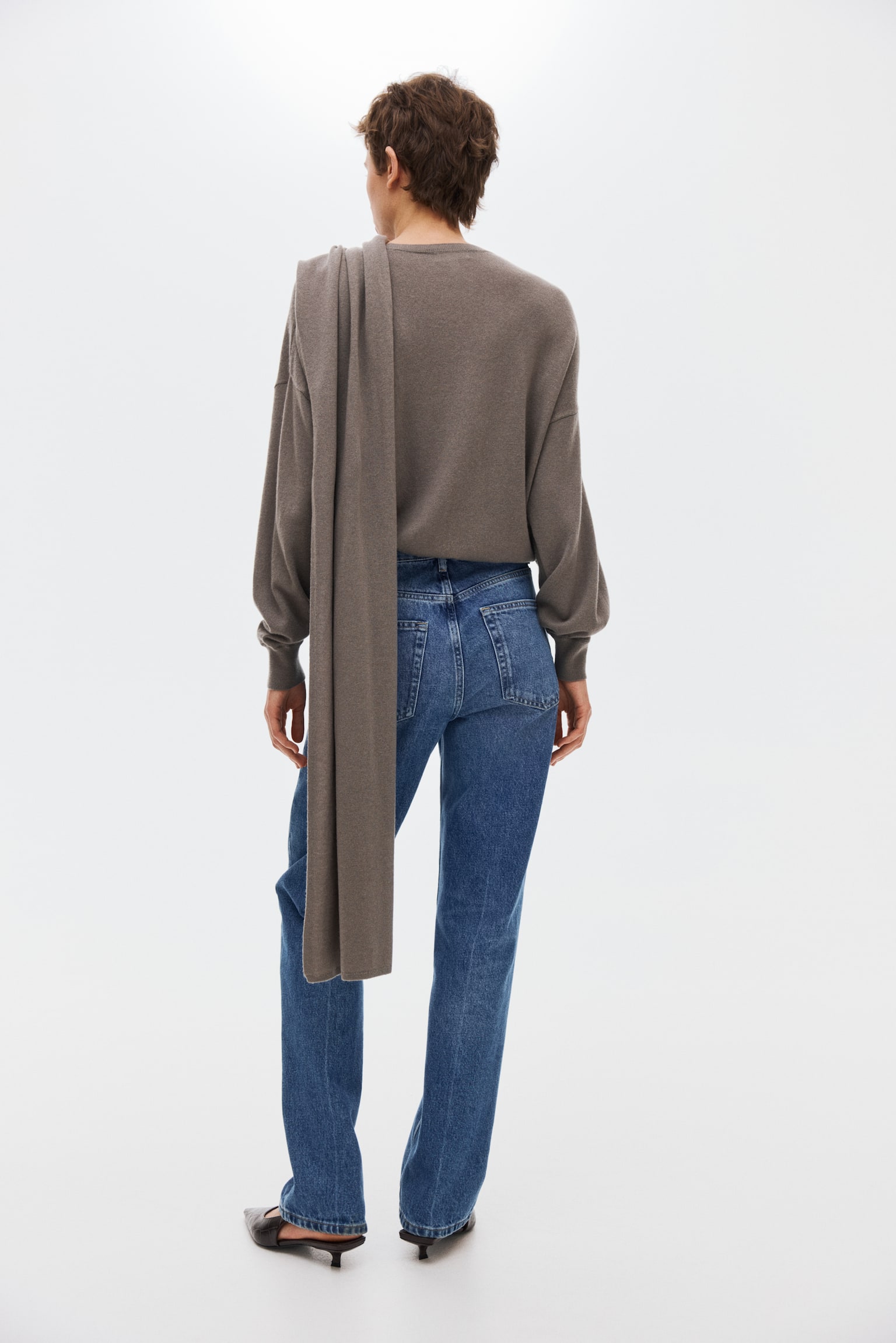 Cashmere-blend scarf-detail jumper - Mole - 5