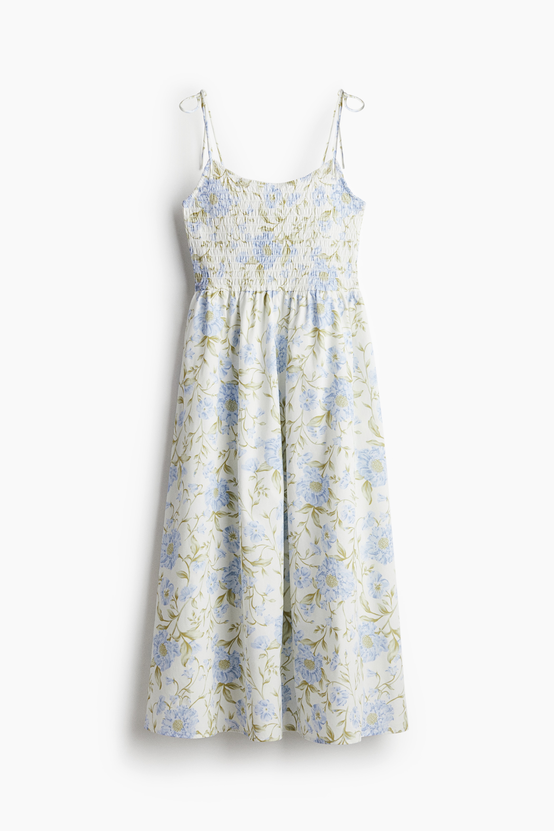 Abito con smock e laccetti - Bianco/fiori/Bianco/Giallo/fiori/Nero/Rosso