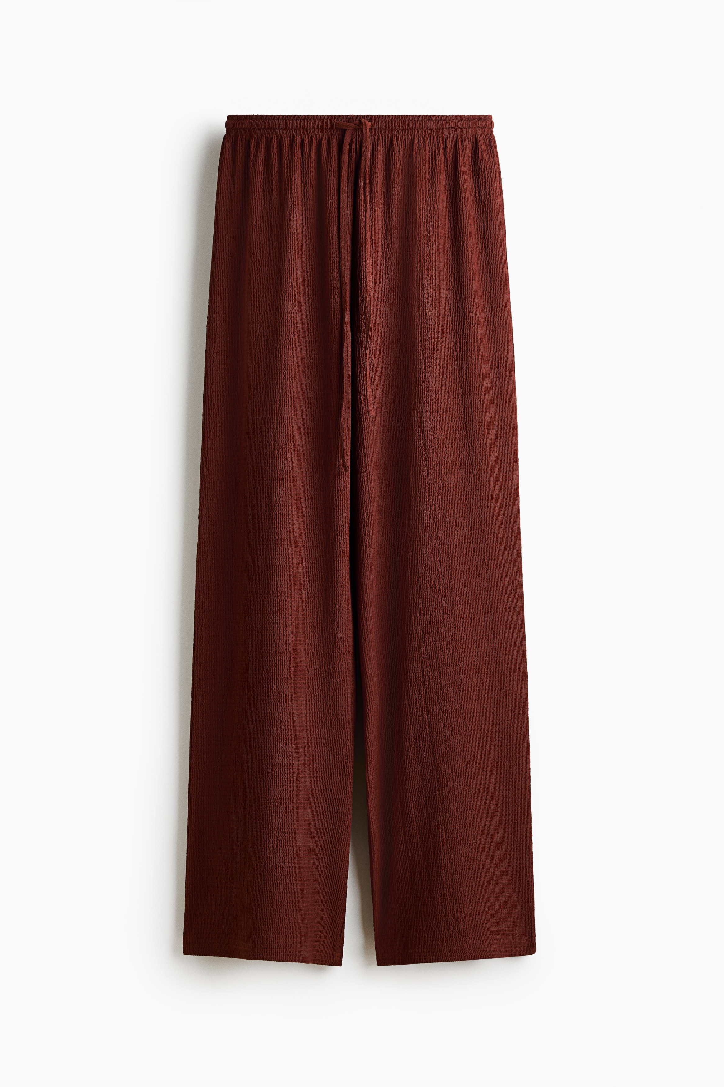 Textured Drawstring Pants - Rust brown/Black/Cream