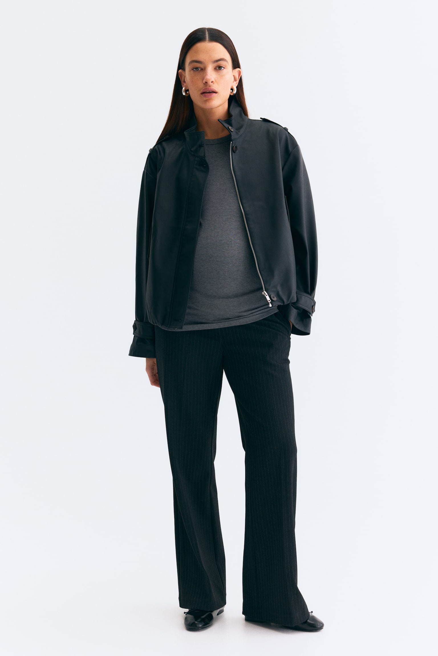 MAMA Bootcut trousers - Dark grey marl/Pinstriped/Black - 7