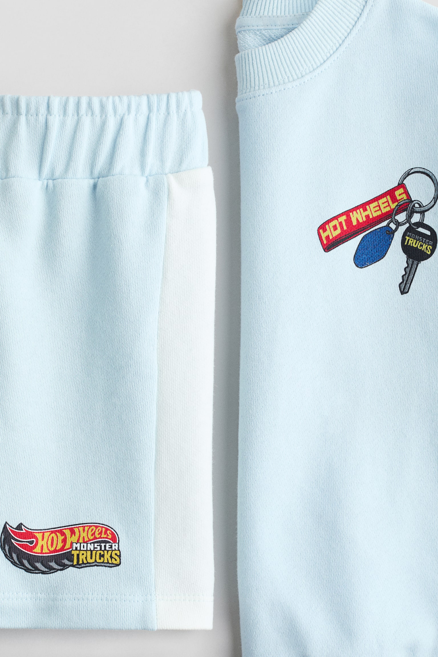 Детский комплект H&M 2-Piece Printed Sweatshirt and Sweatshorts Set, цвет: Светлый синий — фото 3