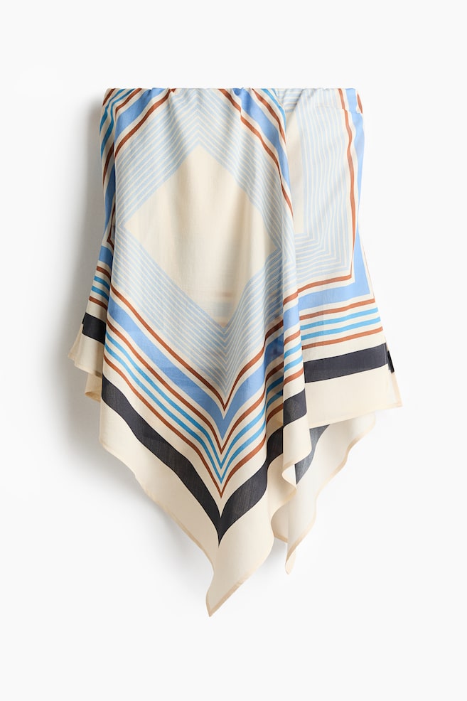 Asymmetric bandeau top - Light beige/Striped - 1