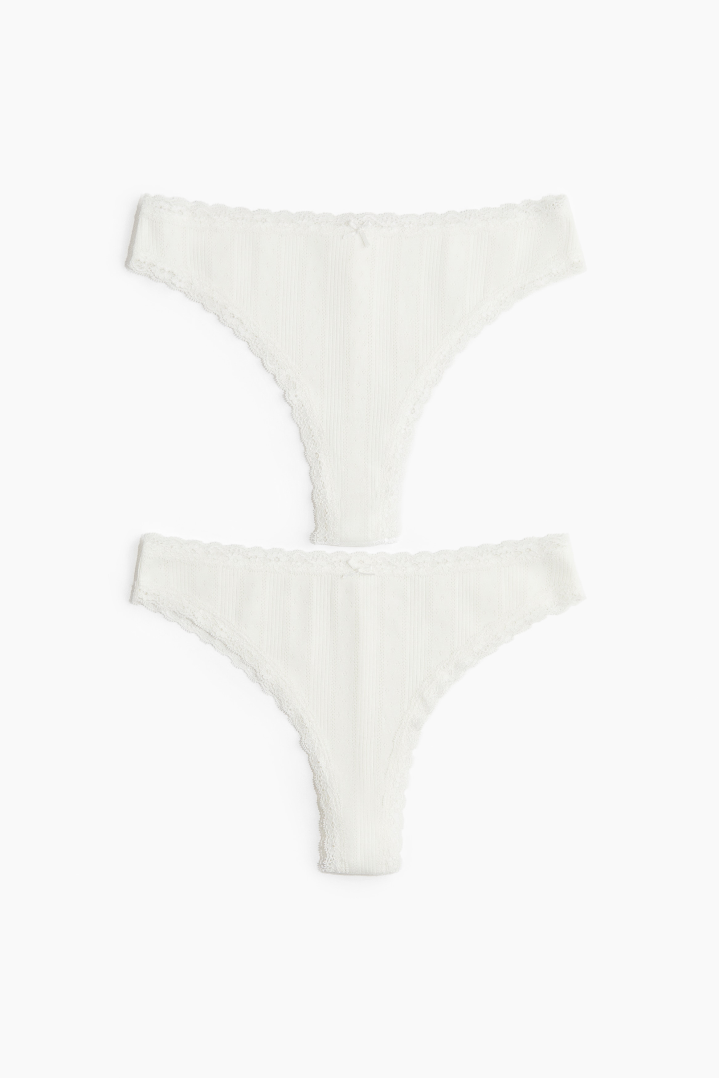 2-pack Cotton Pointelle Brazilian Briefs - White/Light dusty blue
