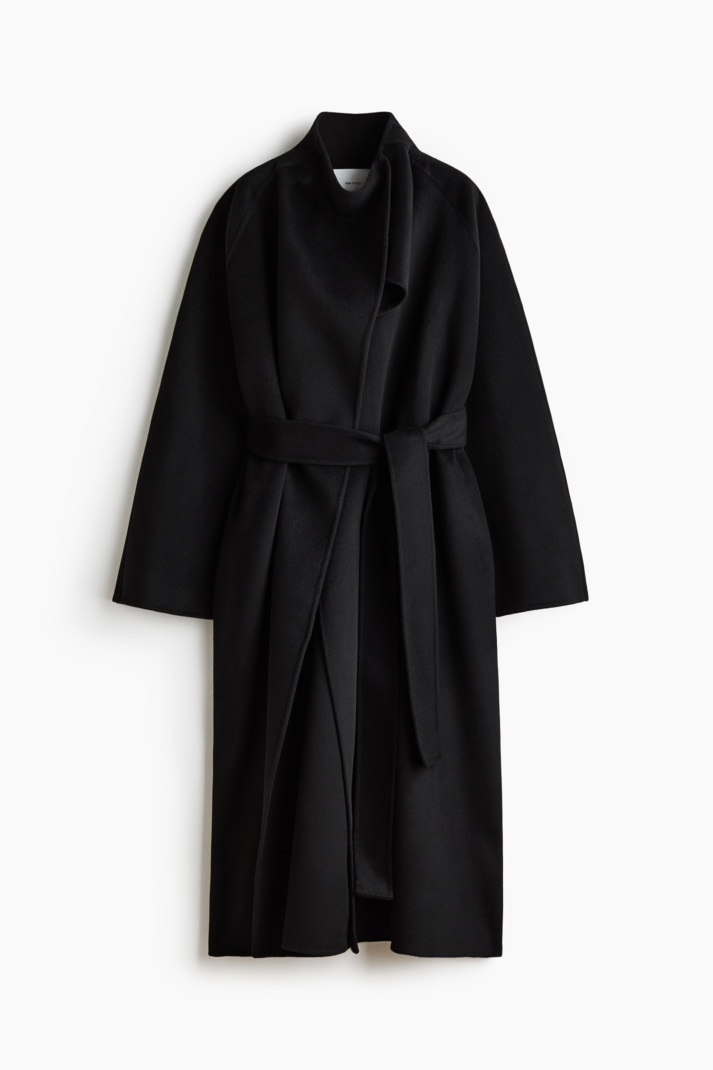 HideandSeek melton wool coat 黒 M Women's Black Oversized Wool Coat | H&M US