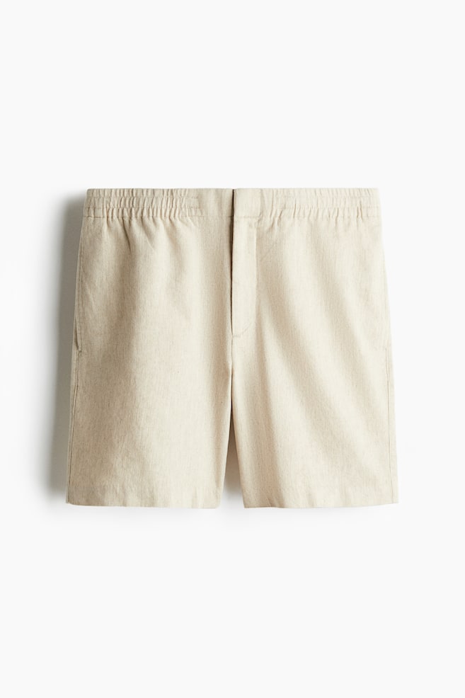 Regular Fit Linen-blend shorts - Light beige - 1