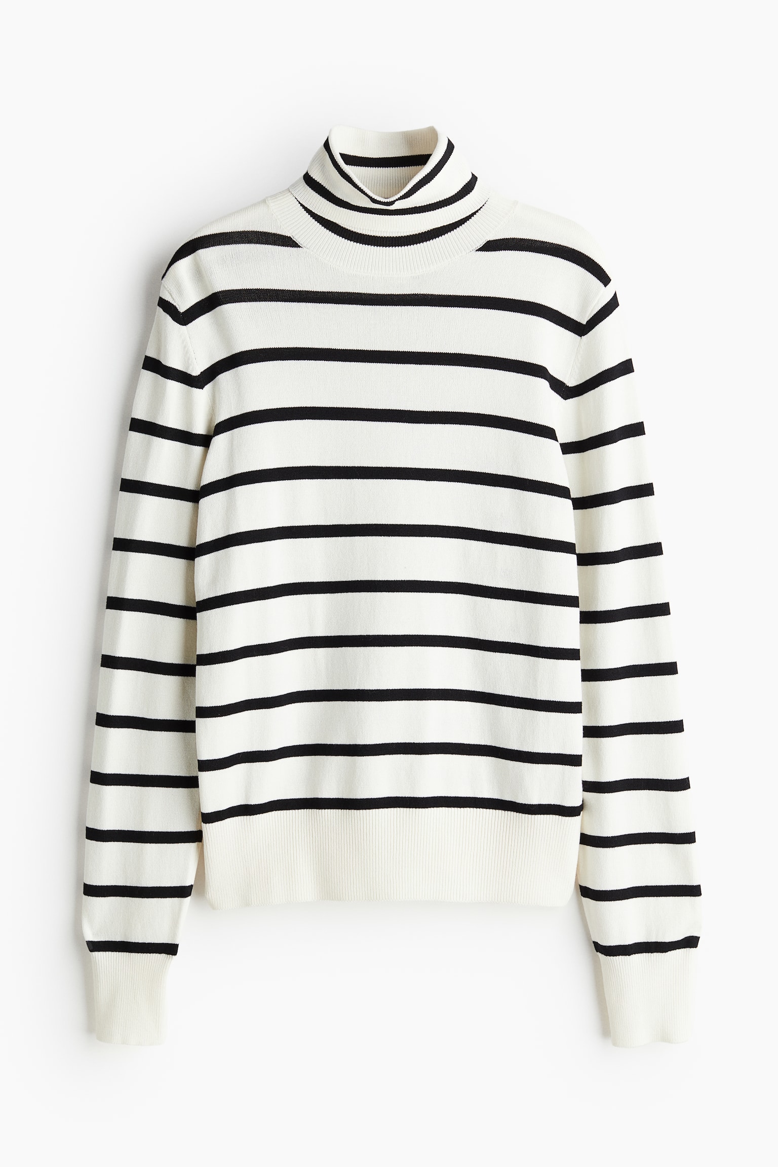 Polo-neck jumper - White/Striped/Navy blue/Grey marl/White/Black - 2