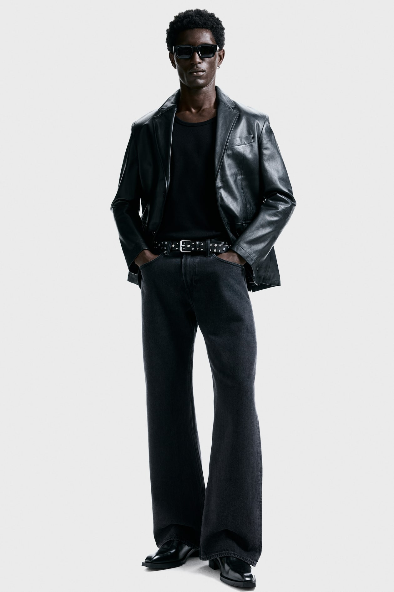 Men's Denim black Relaxed Bootcut Jeans | H&M US Men's Denim black Relaxed Bootcut Jeans | H&M US