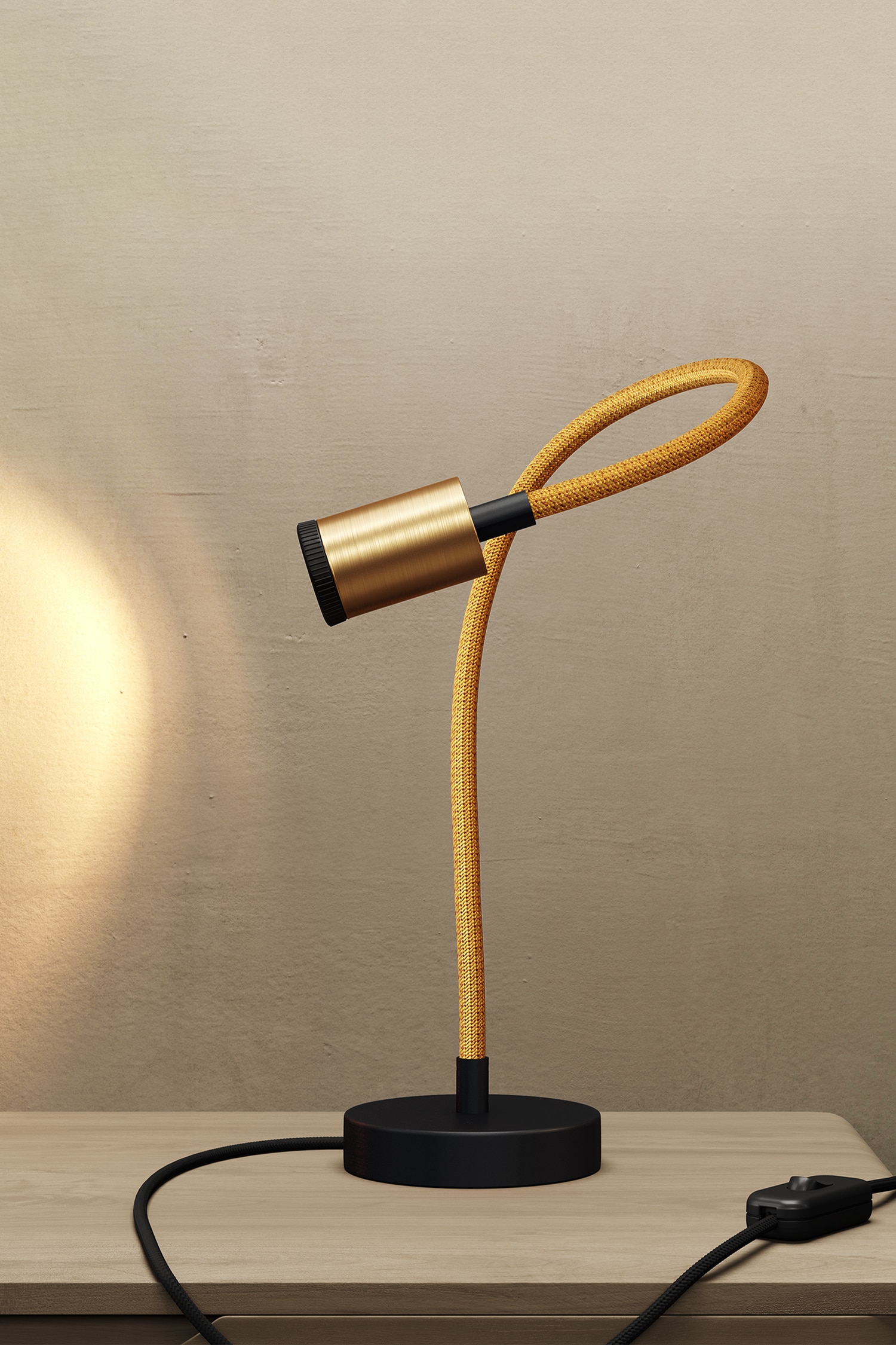 Flex-bordlampe Med Spotlight - Børstet Bronze/Sort