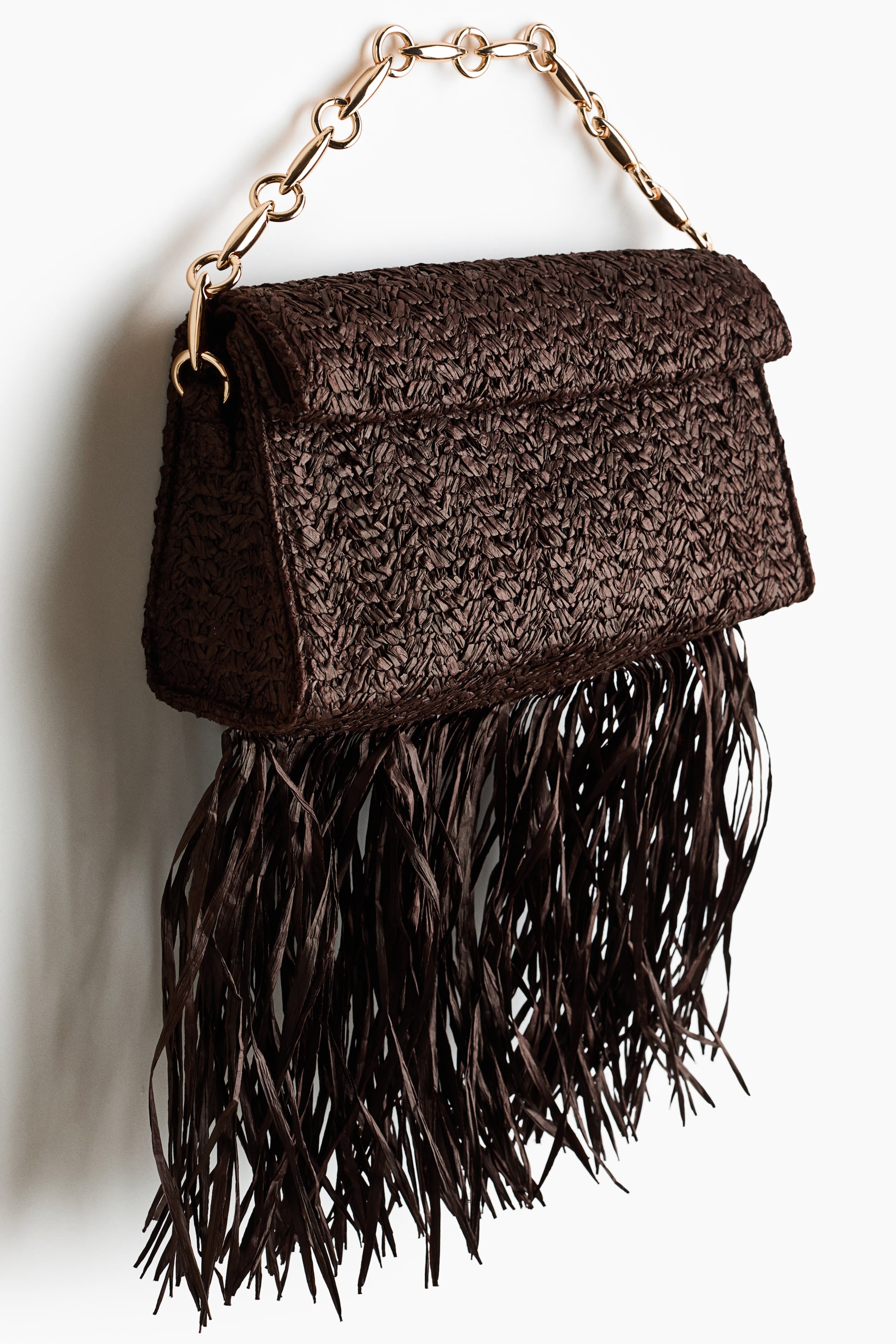Straw Clutch Bag with Fringe