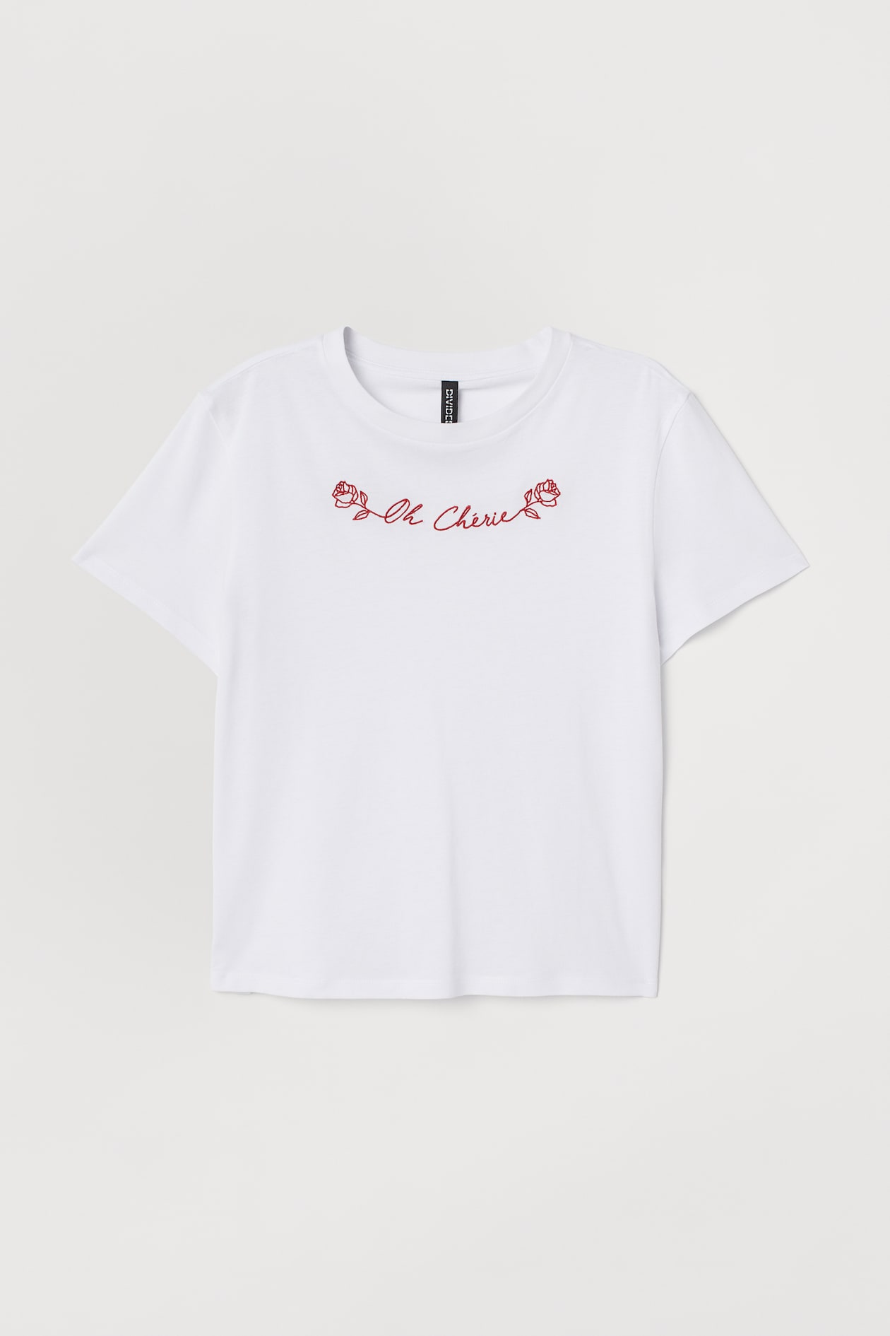 Cotton T-shirt - Short sleeve - White/embroidery - Ladies | H&M US