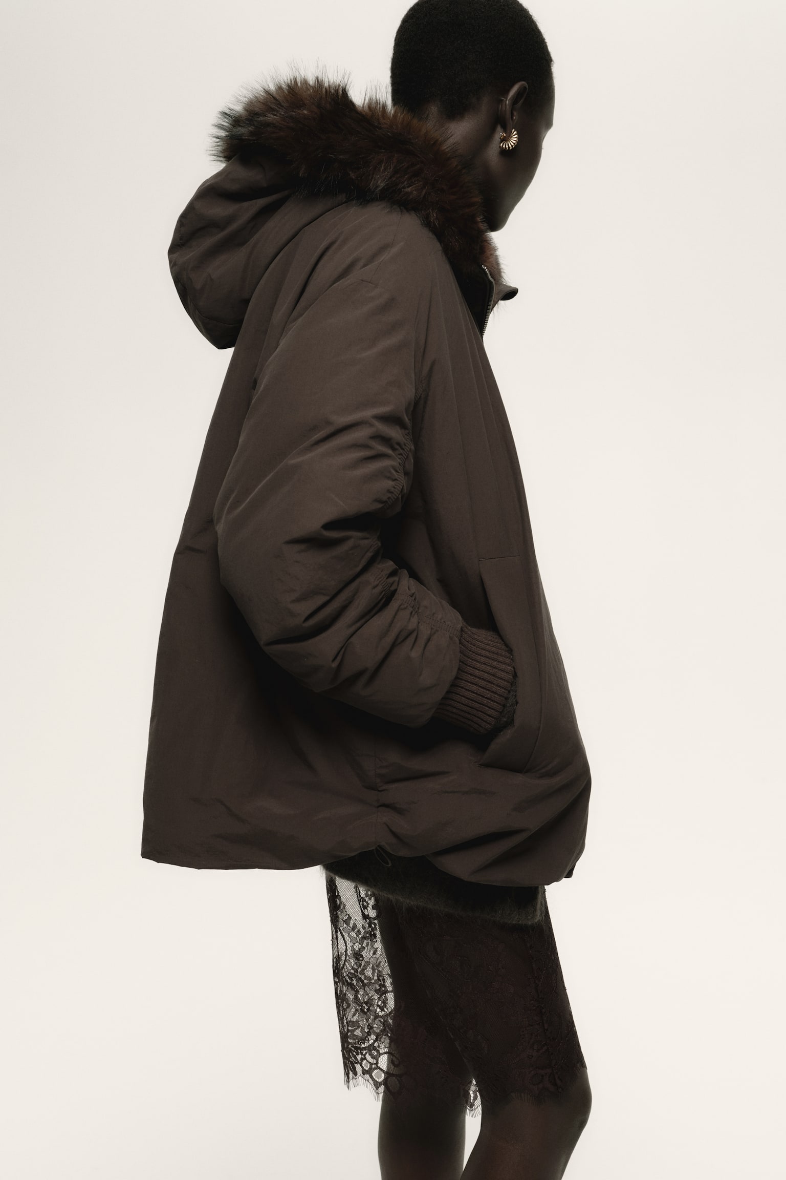 Padded jacket - Dark brown - 3