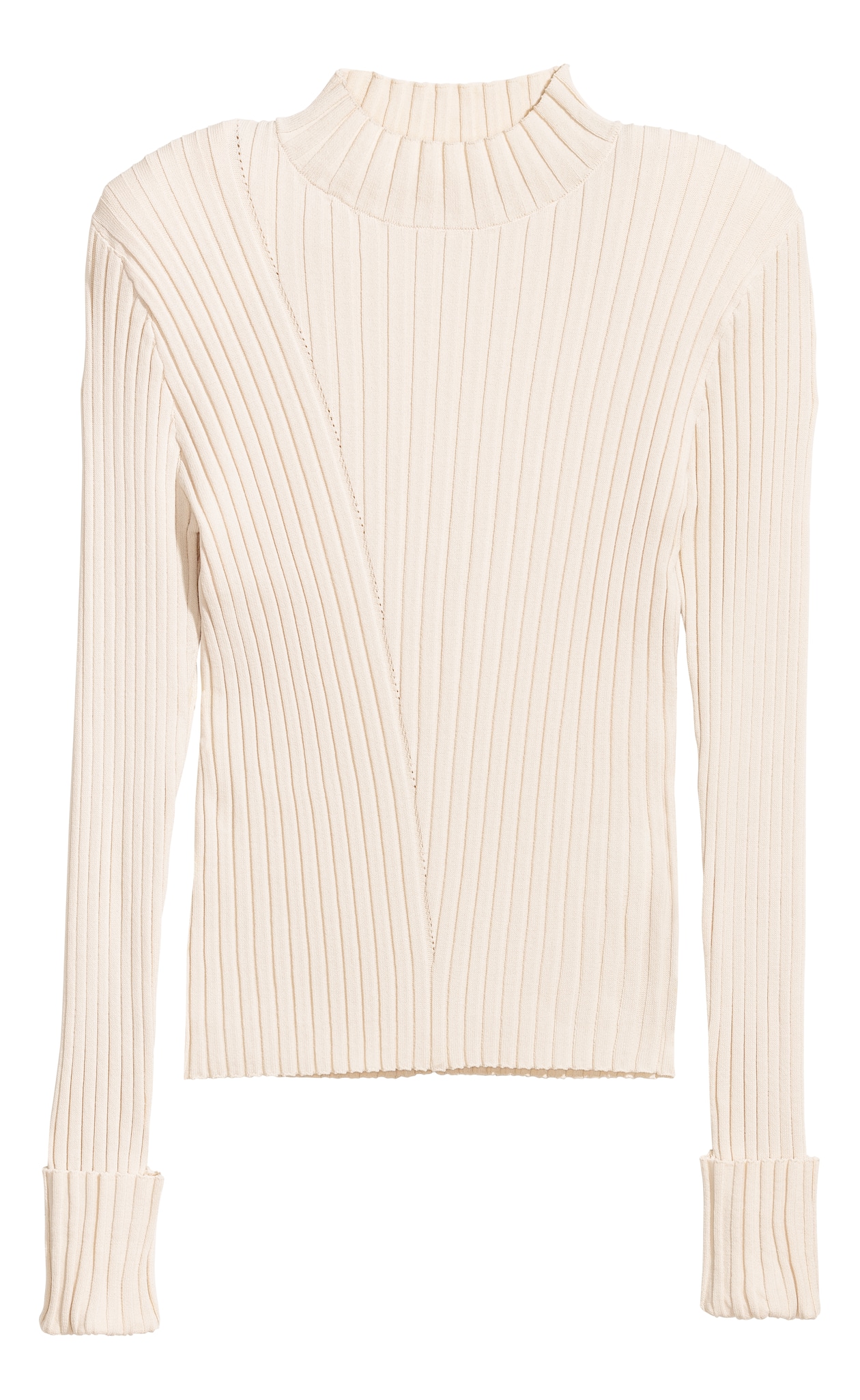 Ribbed top - Long sleeve - White - Ladies | H&M GB