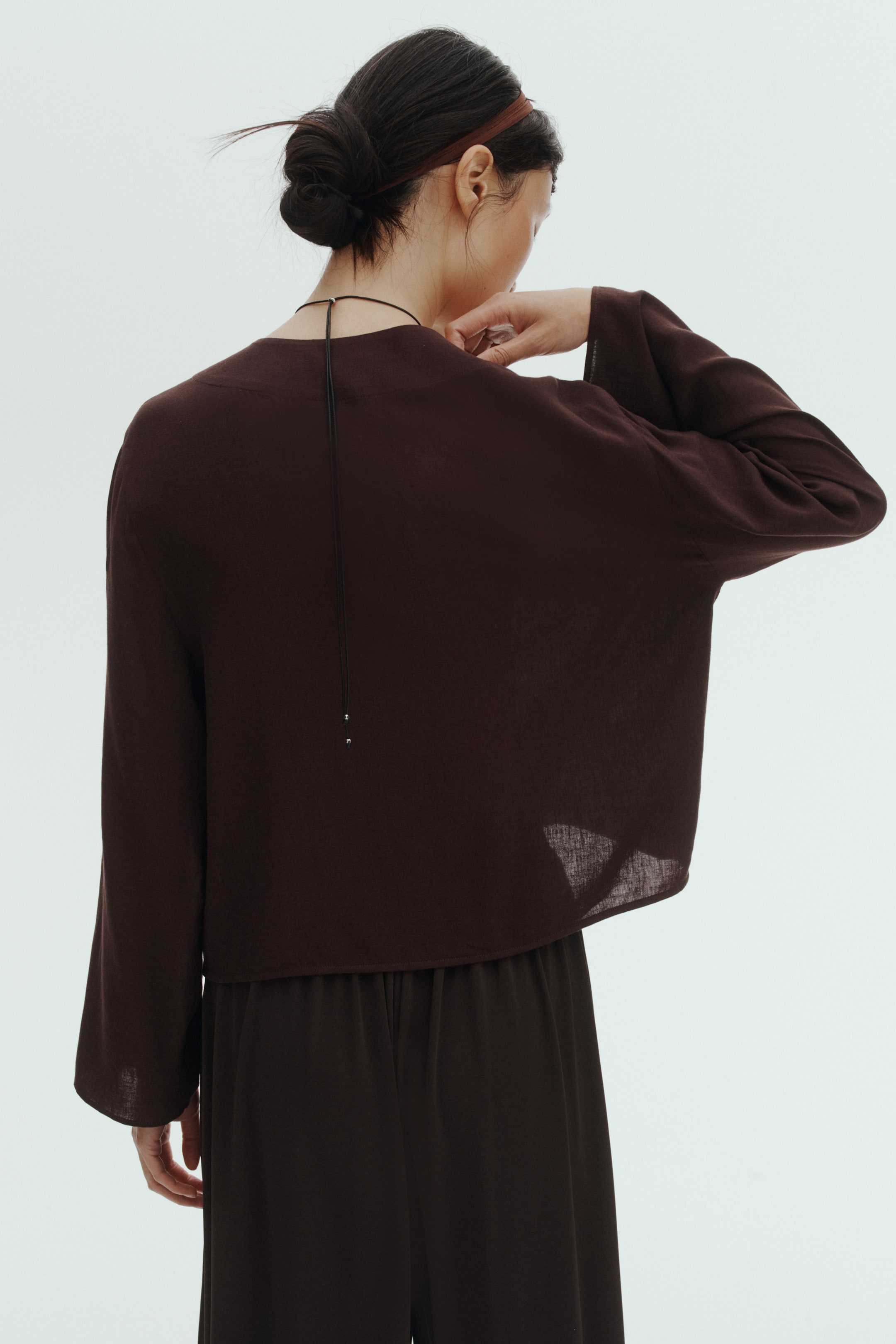 Женские блузки H&M Linen-Blend Wrap Blouse — фото 6
