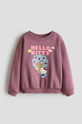 Sweatshirt med borstad insida och tryck