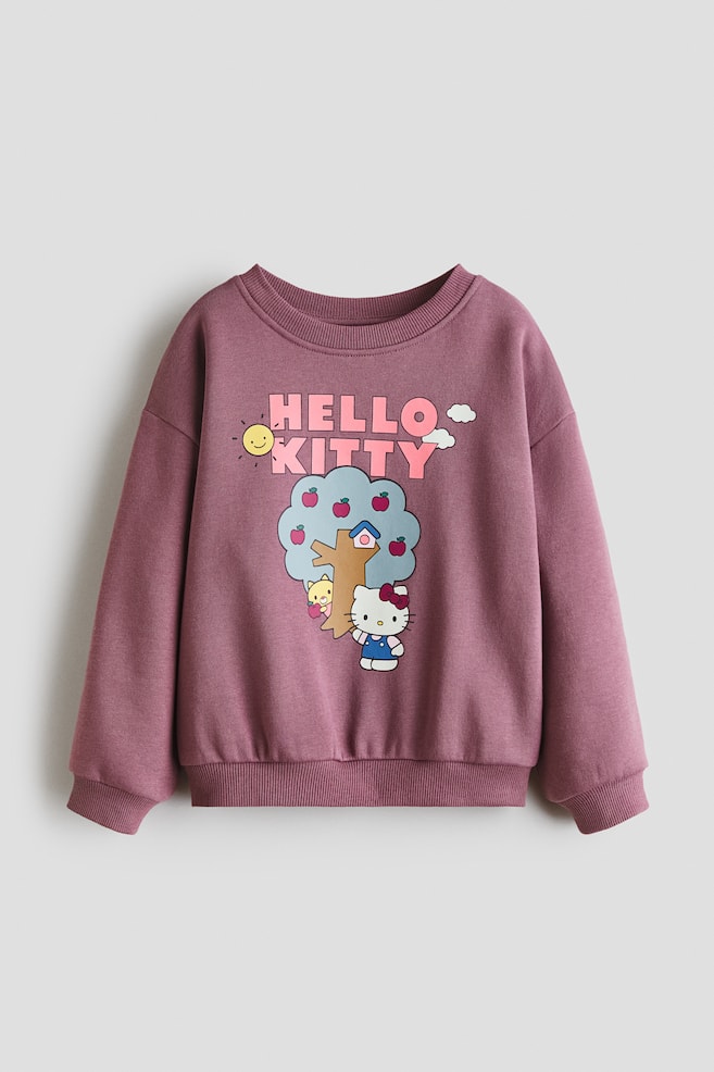 Sweatshirt mit Print und angerauter Innenseite - Dunkles Mattlila/Hello Kitty/Türkis/Minnie Maus/Hellgrau/K Pop Demon Hunters/Beige/Squishmallows/Mattlila/Gabby's Dollhouse/Hellrot/Hello Kitty/Hellblau/Lilo & Stitch/Graumeliert/Minnie Maus/Rosa/Hello Kitty/Dunkelblau/Harvard University/Weiß/Hello Kitty/Hellrosa/Pochacco/Helllila/Lilo & Stitch - 1