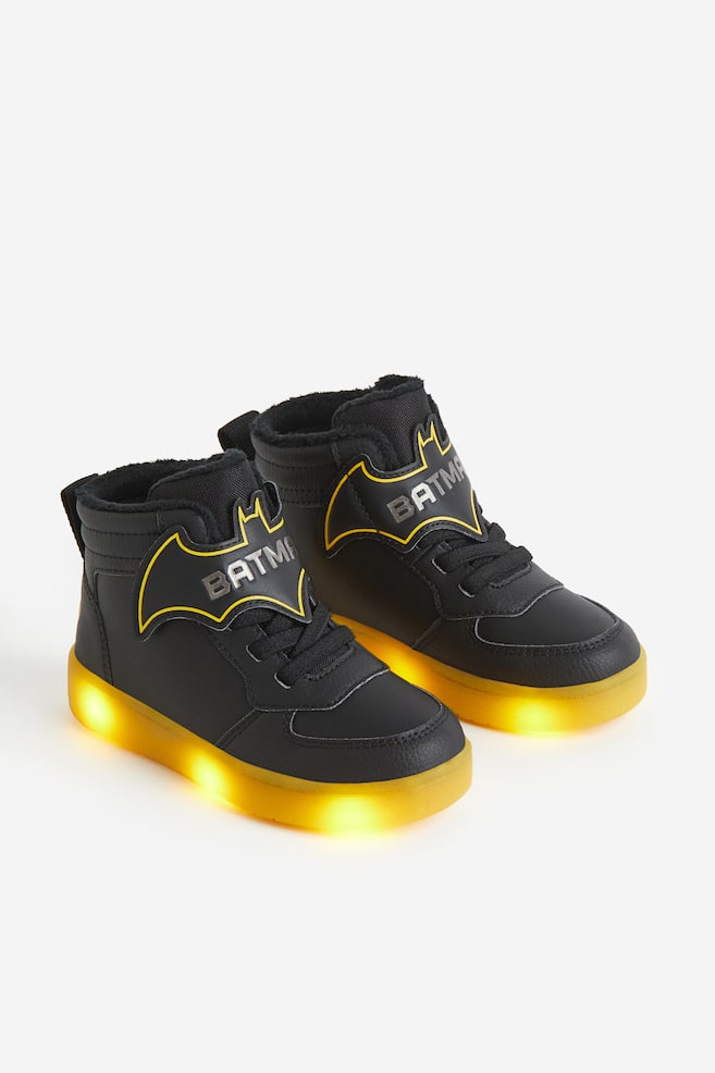 Blinkende, høje sneakers med varmt for - Sort/Batman/Klar blå/Spider-Man - 1