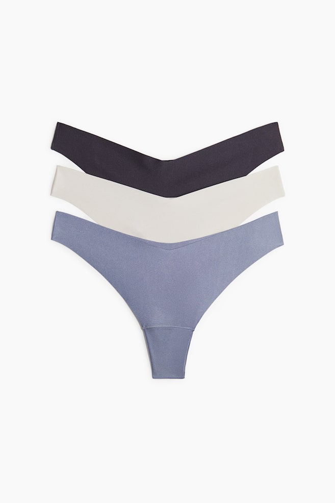Pack de 3 bragas thong efecto invisible - Azul empolvado/Gris oscuro/Beige/Negro/Rosa empolvado/Gris - 1