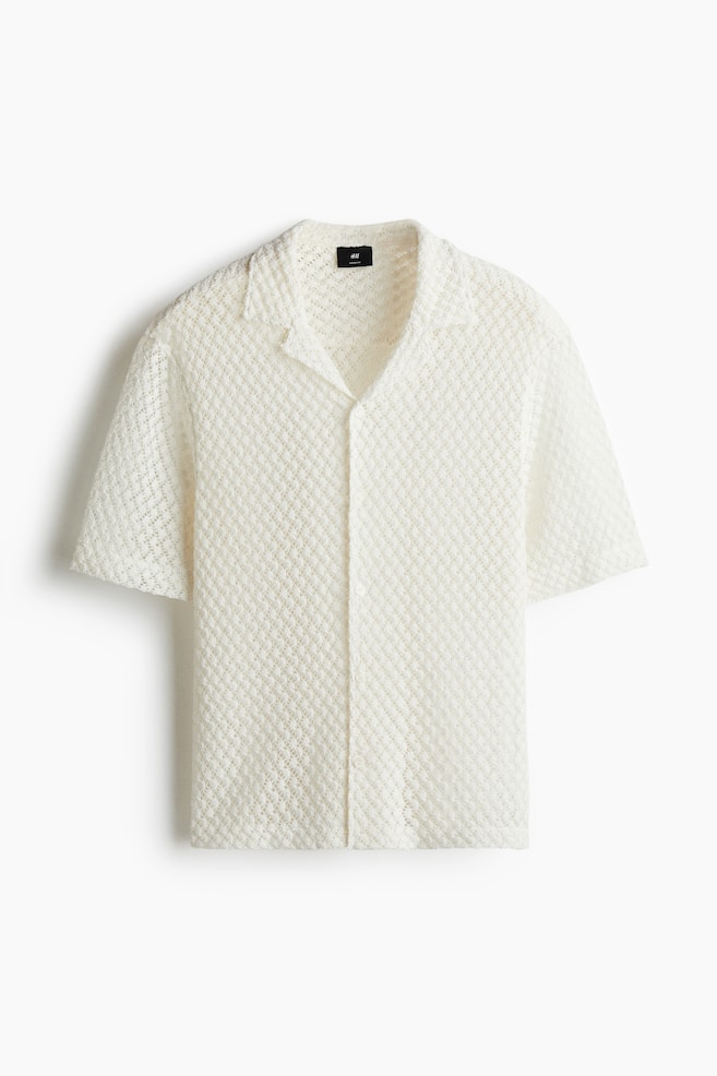 Loose Fit Resort Shirt - White/Black - 1