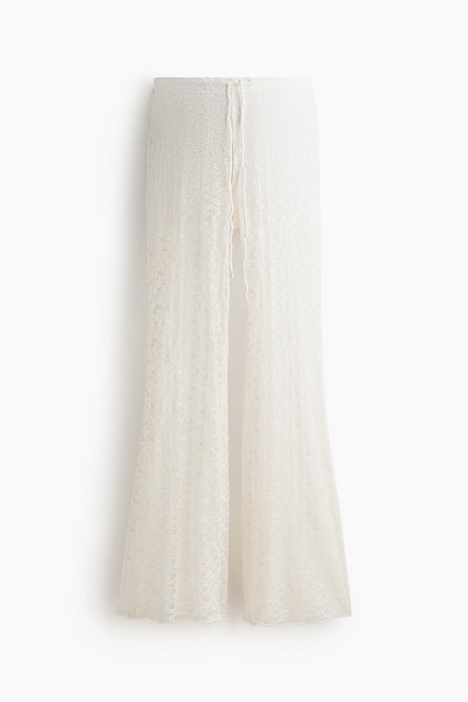MAMA Flared broek met kanten look - Roomwit - 1