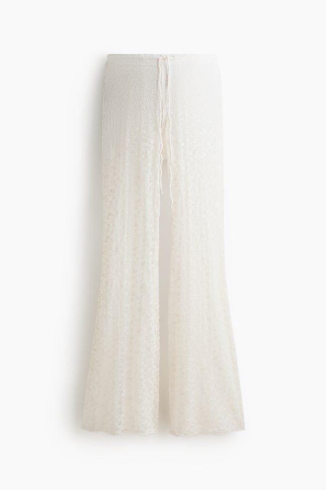 MAMA Flared lace-look trousers - Cream - 1