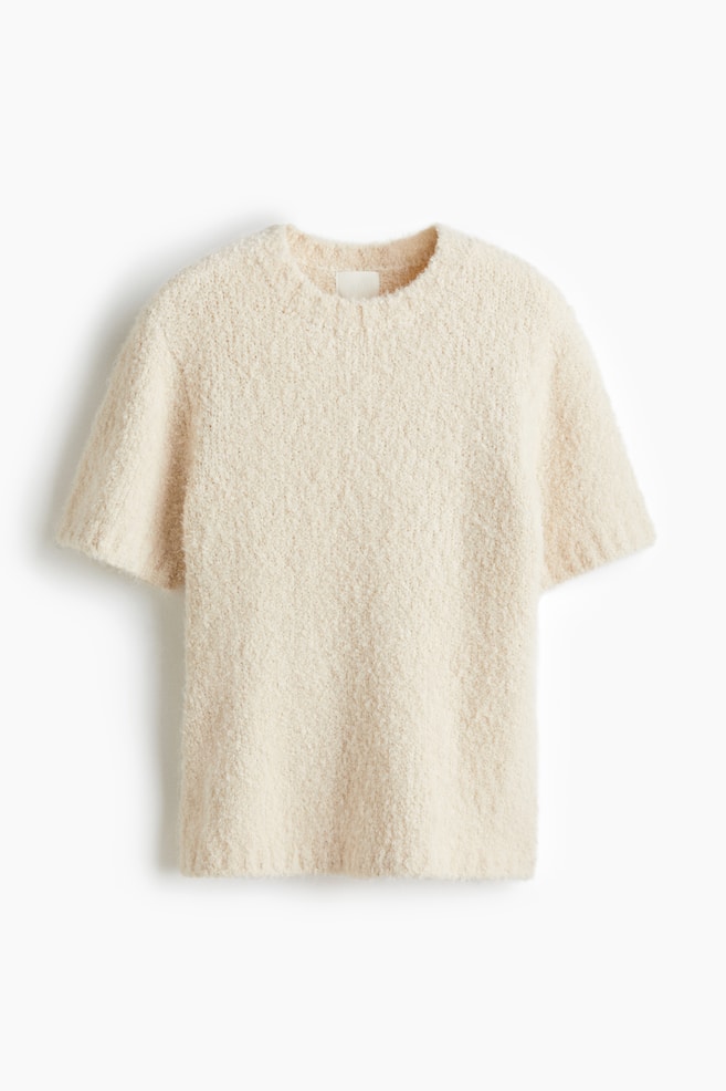 Bouclé-Knit T-Shirt - Cream - 1