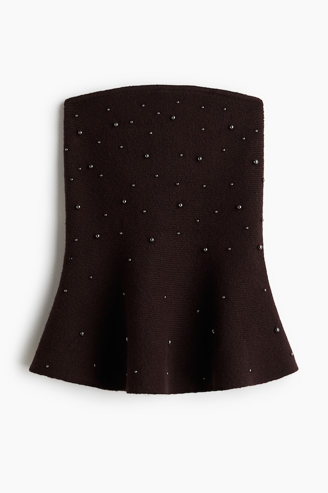 Bead-Embellished Bandeau Top - Dark plum purple/Gray melange - 1