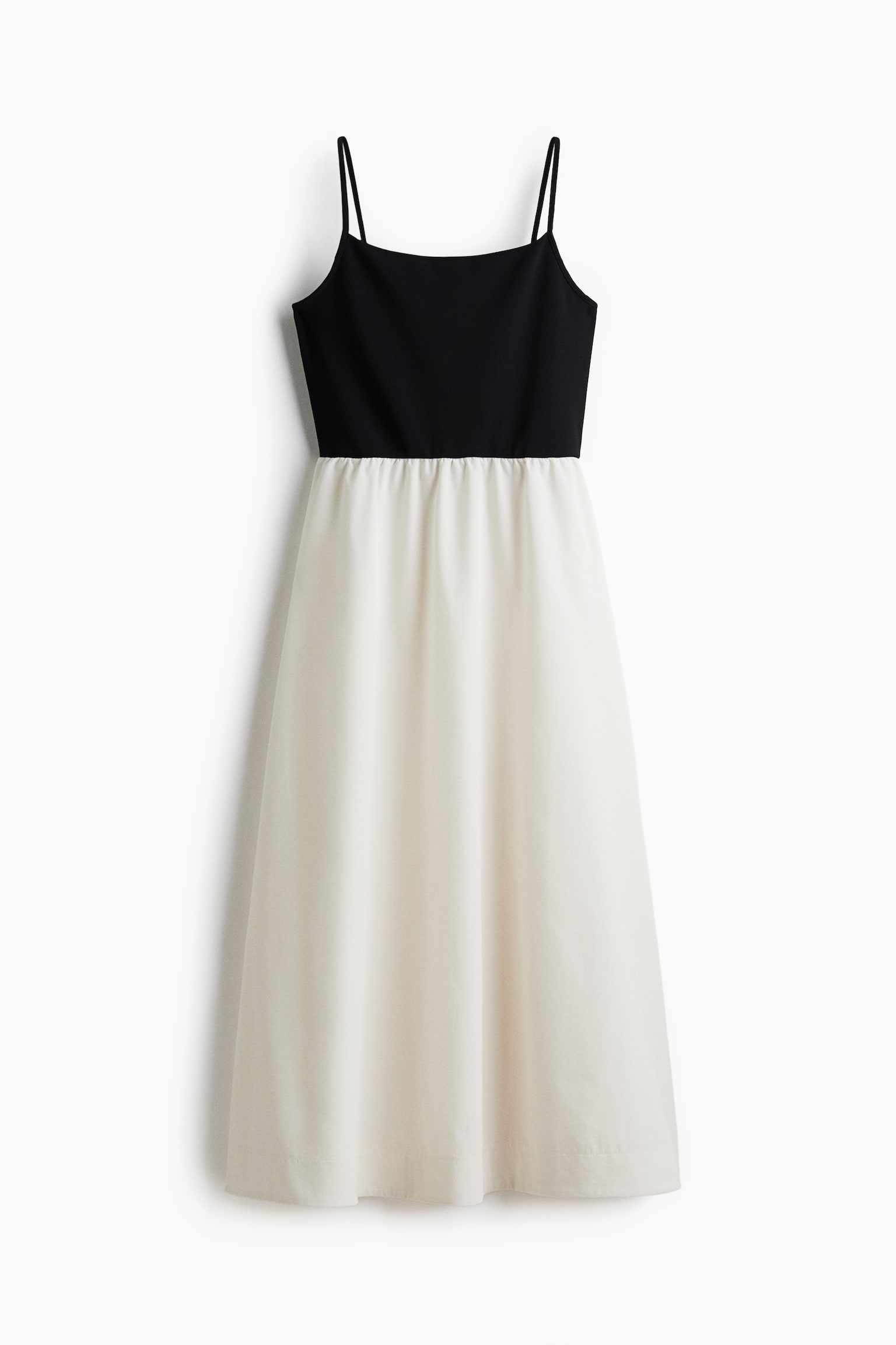 Strappy midi dress - Black/White/Dark brown - 1