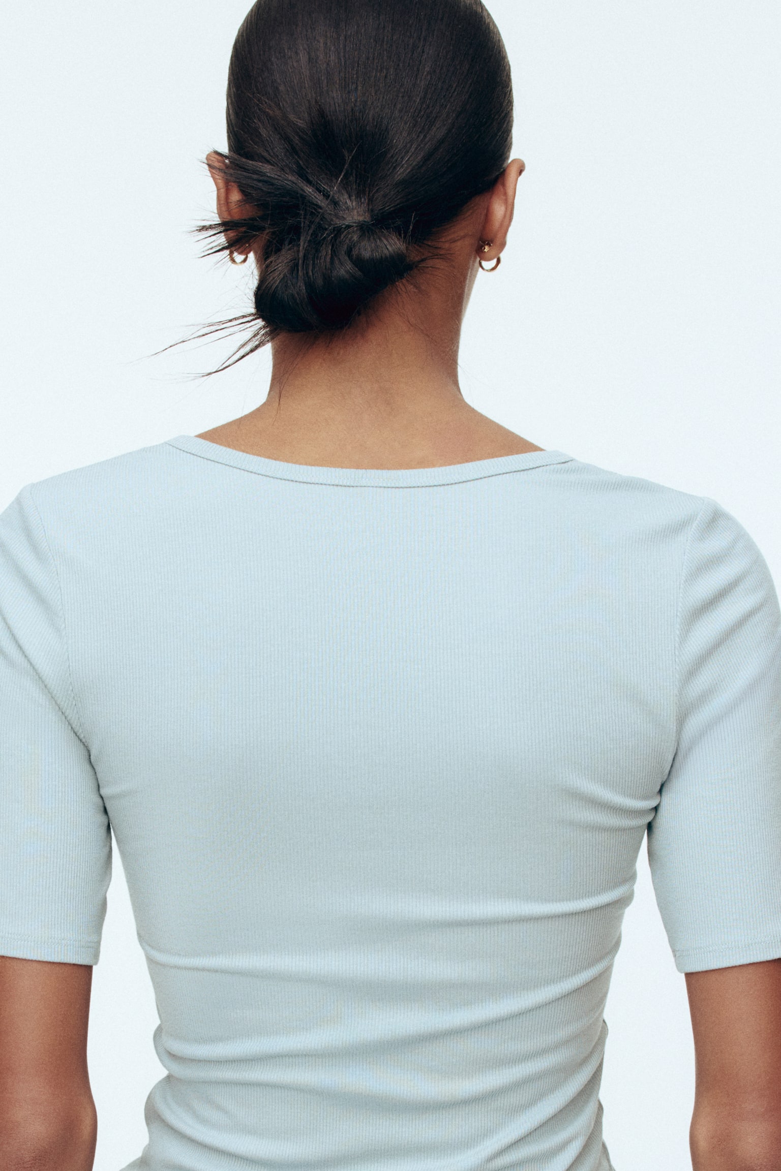 Ribbed viscose top - Light dusty turquoise/Cream/Navy blue - 5