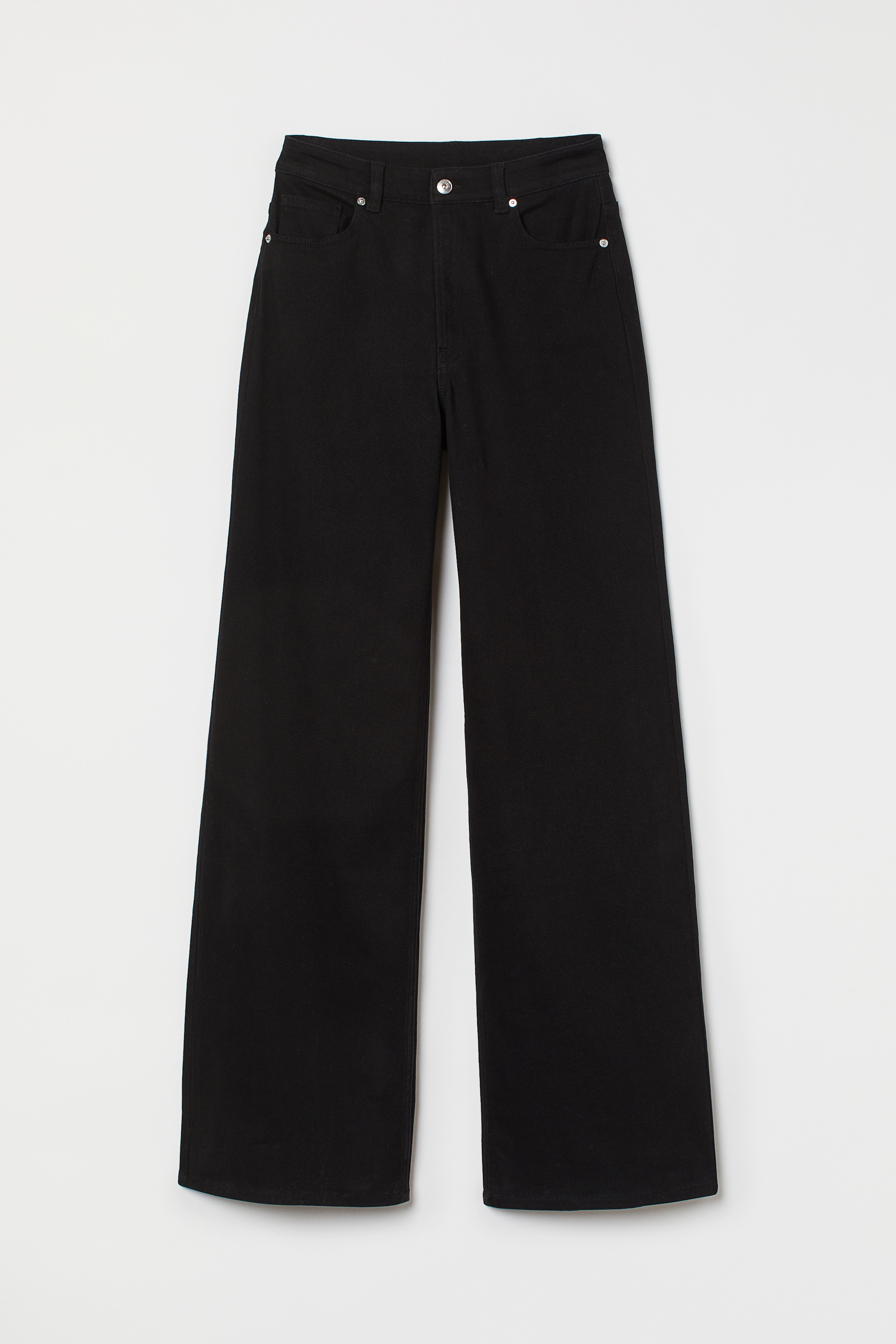 Wide leg Twill Pants Black Ladies H M US