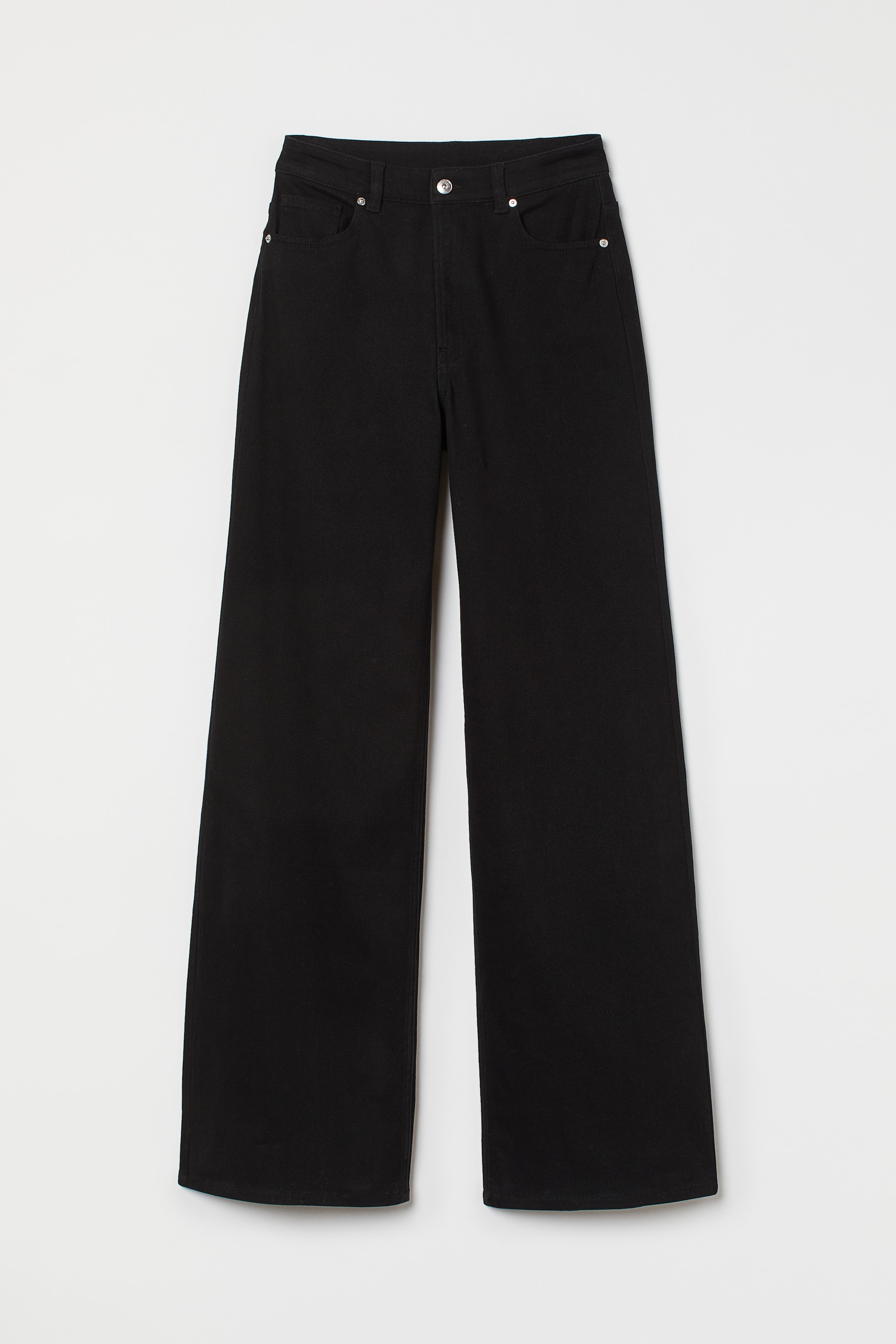 Wide twill trousers - High waist - Long - Black - Ladies | H&M GB