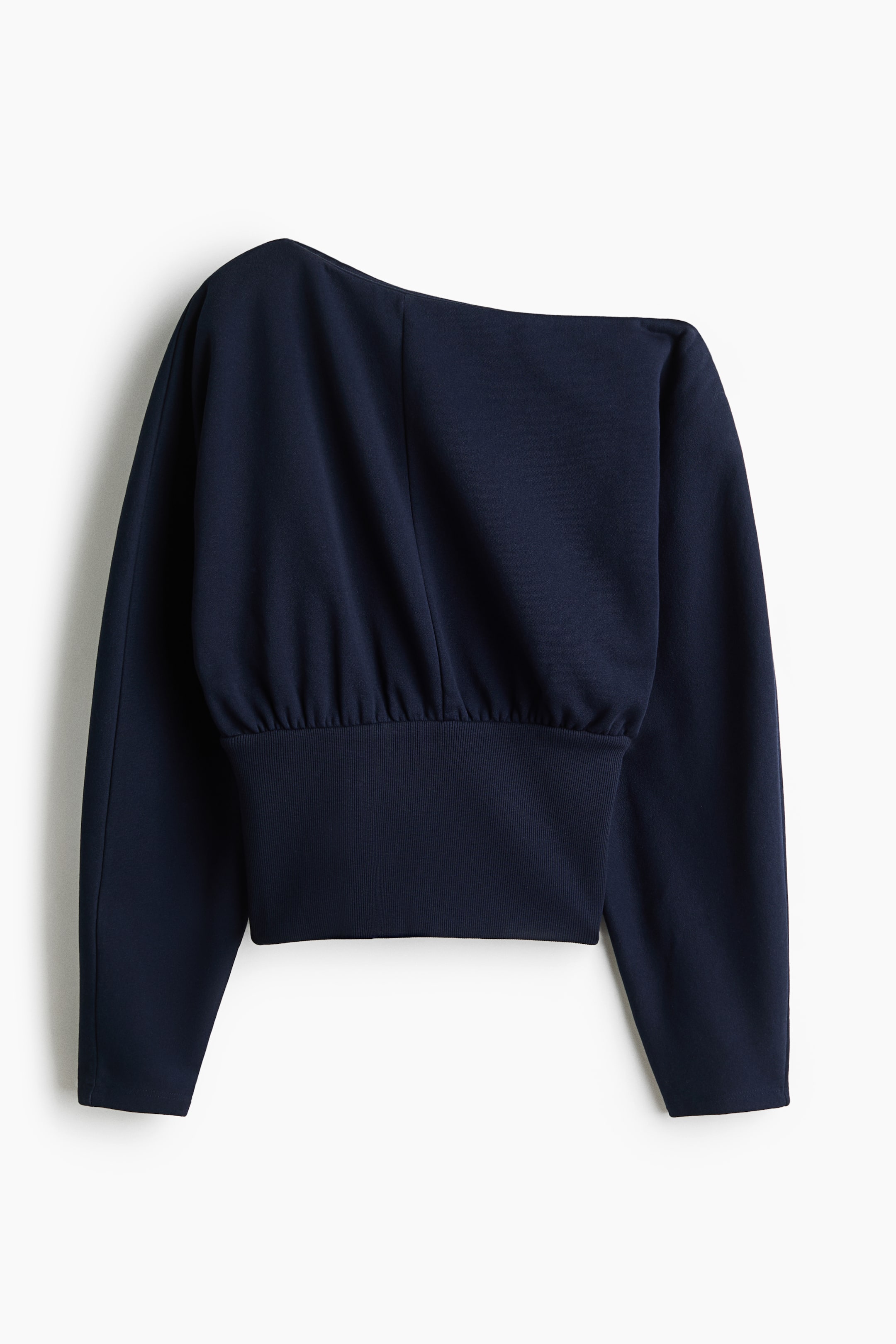 View larger image: Asymmetric cotton sweatshirt - Navy blue - Ladies | H&M 1
