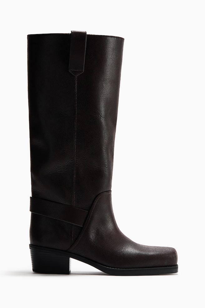 Knee-high boots - Dark brown - 1