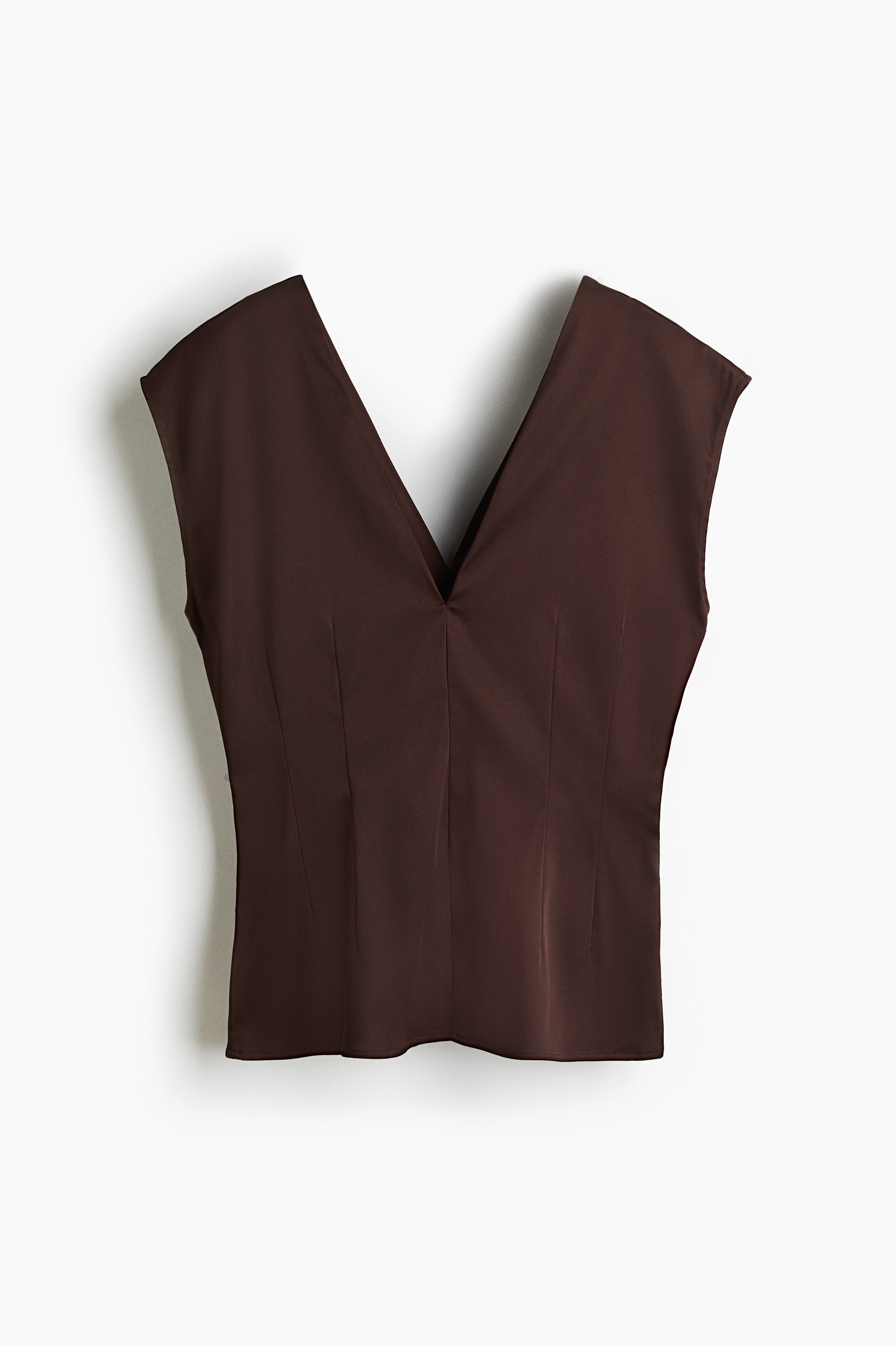 V-neck top - Dark brown