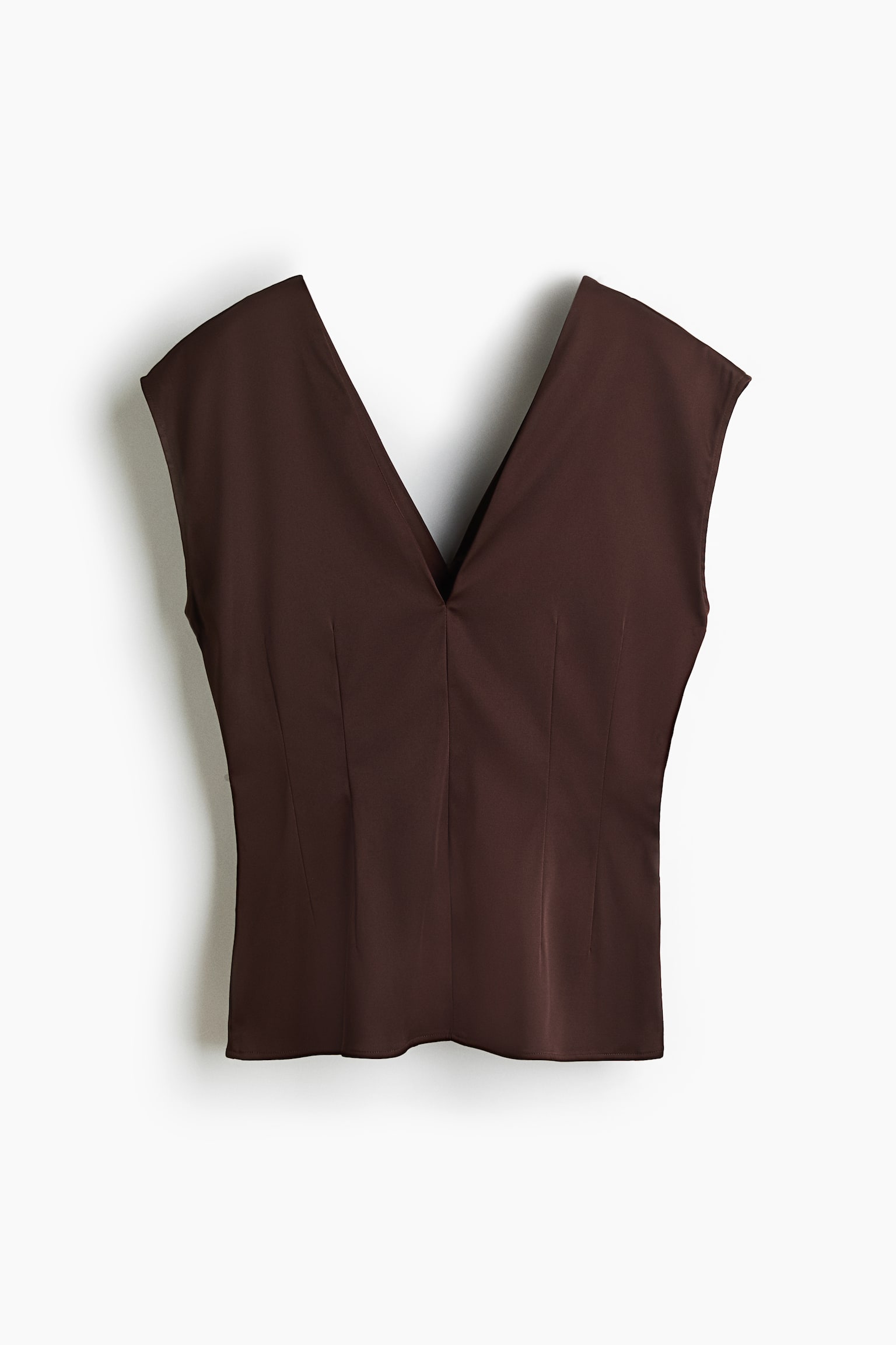 V-Neck Top - Dark brown - 1