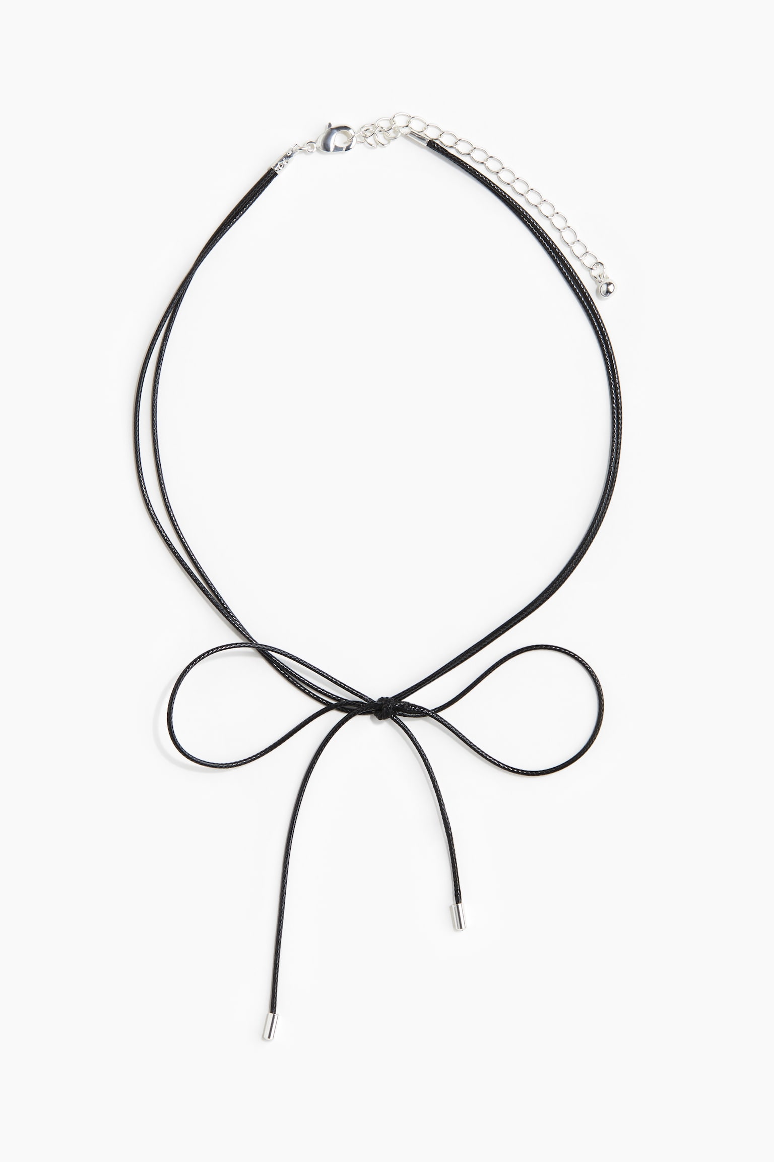 Short Bow Detail Necklace - Black - 1