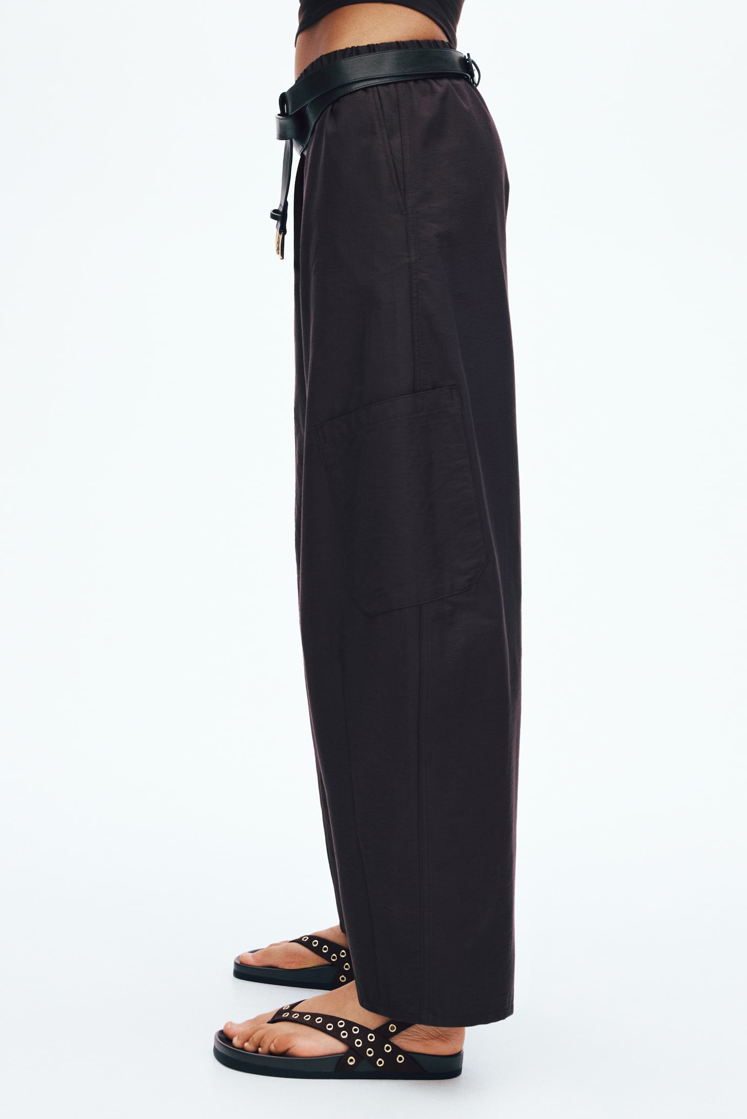 מכנסי דגמ"ח בגזרת בלון - חום כהה/בז' - 5