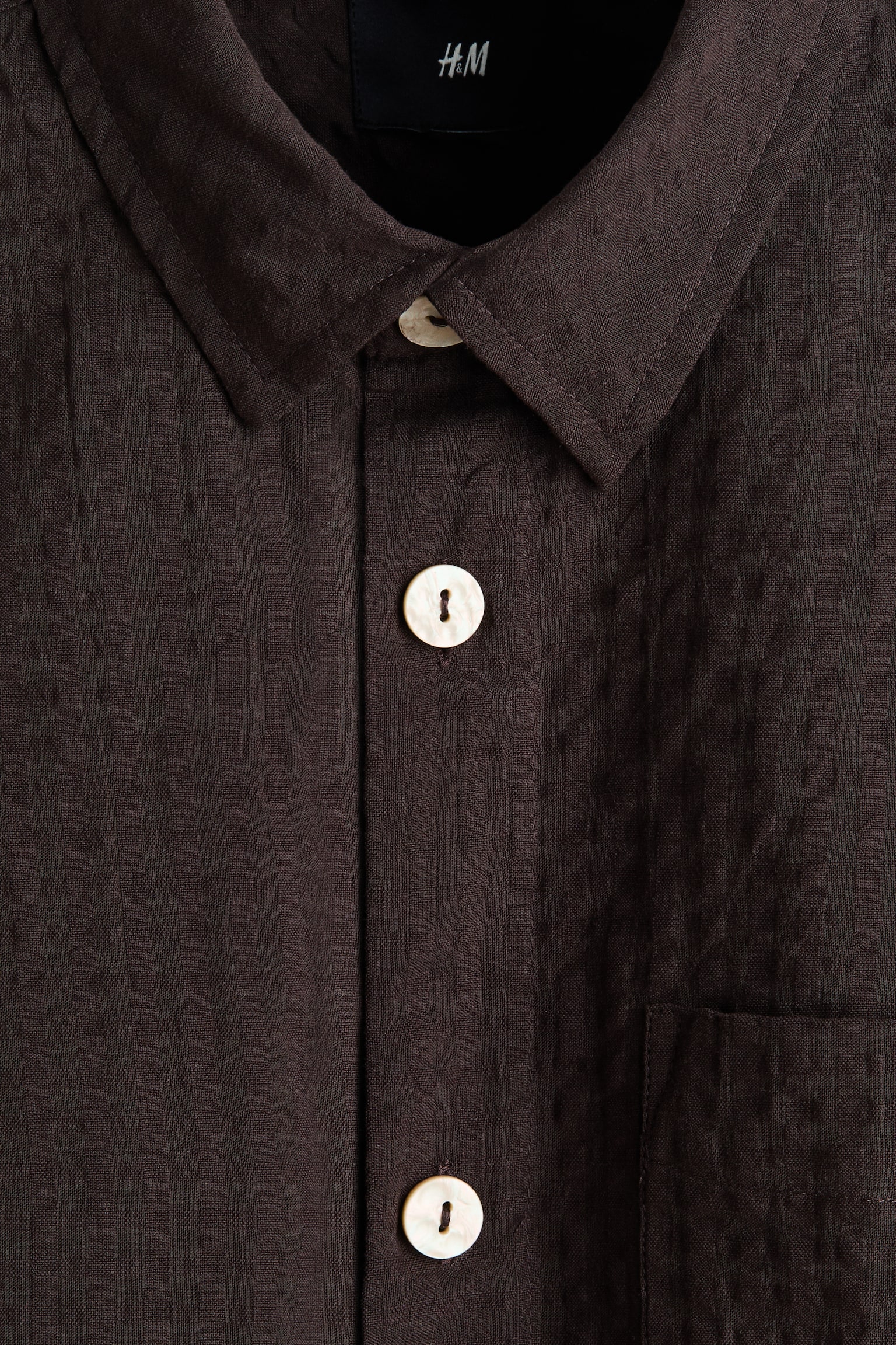 Regular Fit Seersucker shirt - Dark brown/Mustard yellow - 2