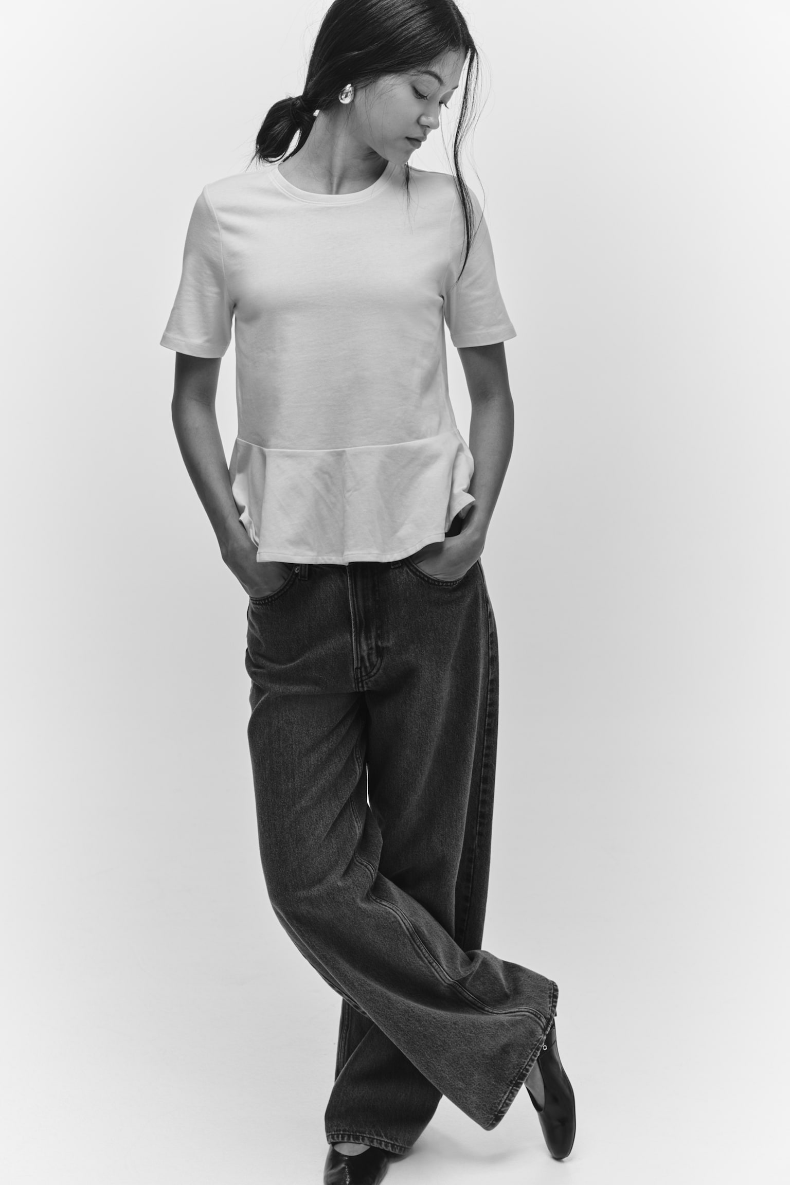 Áo peplum - Màu trắng/Màu hồng phấn/Màu đen - 5