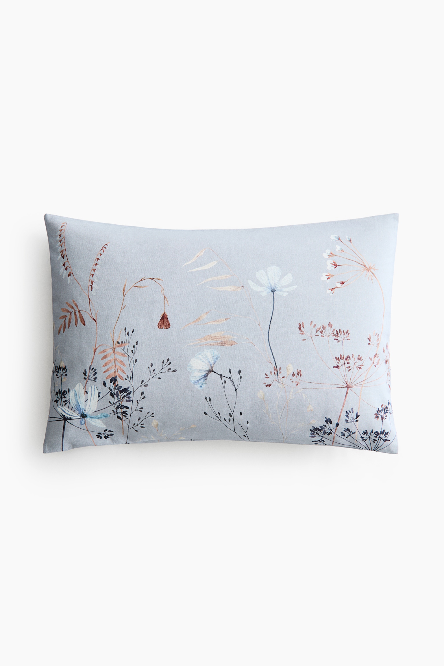 Printed canvas cushion cover - Dusty blue/Floral/White/Floral - 1